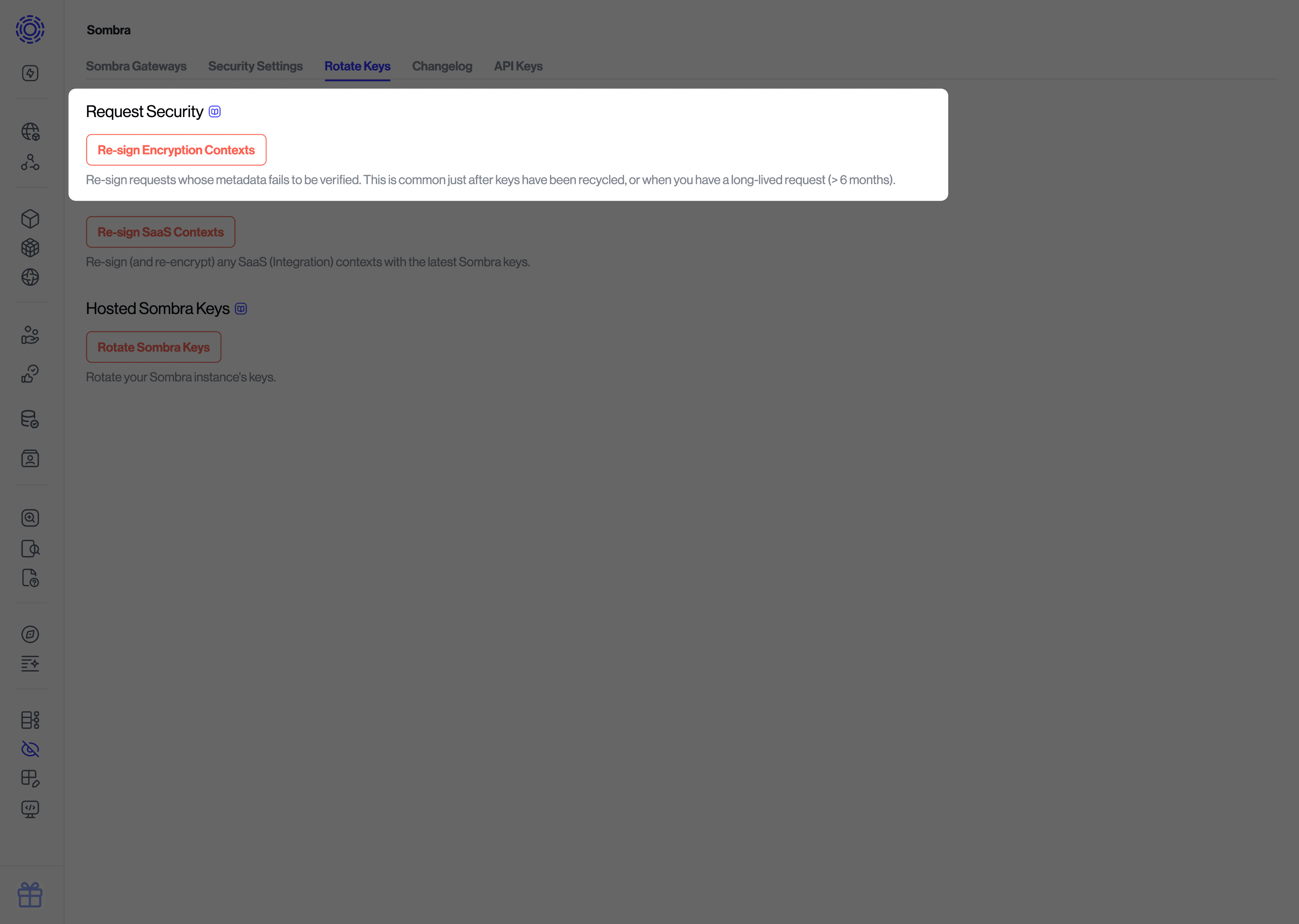 Re-Sign Encryption Contexts button