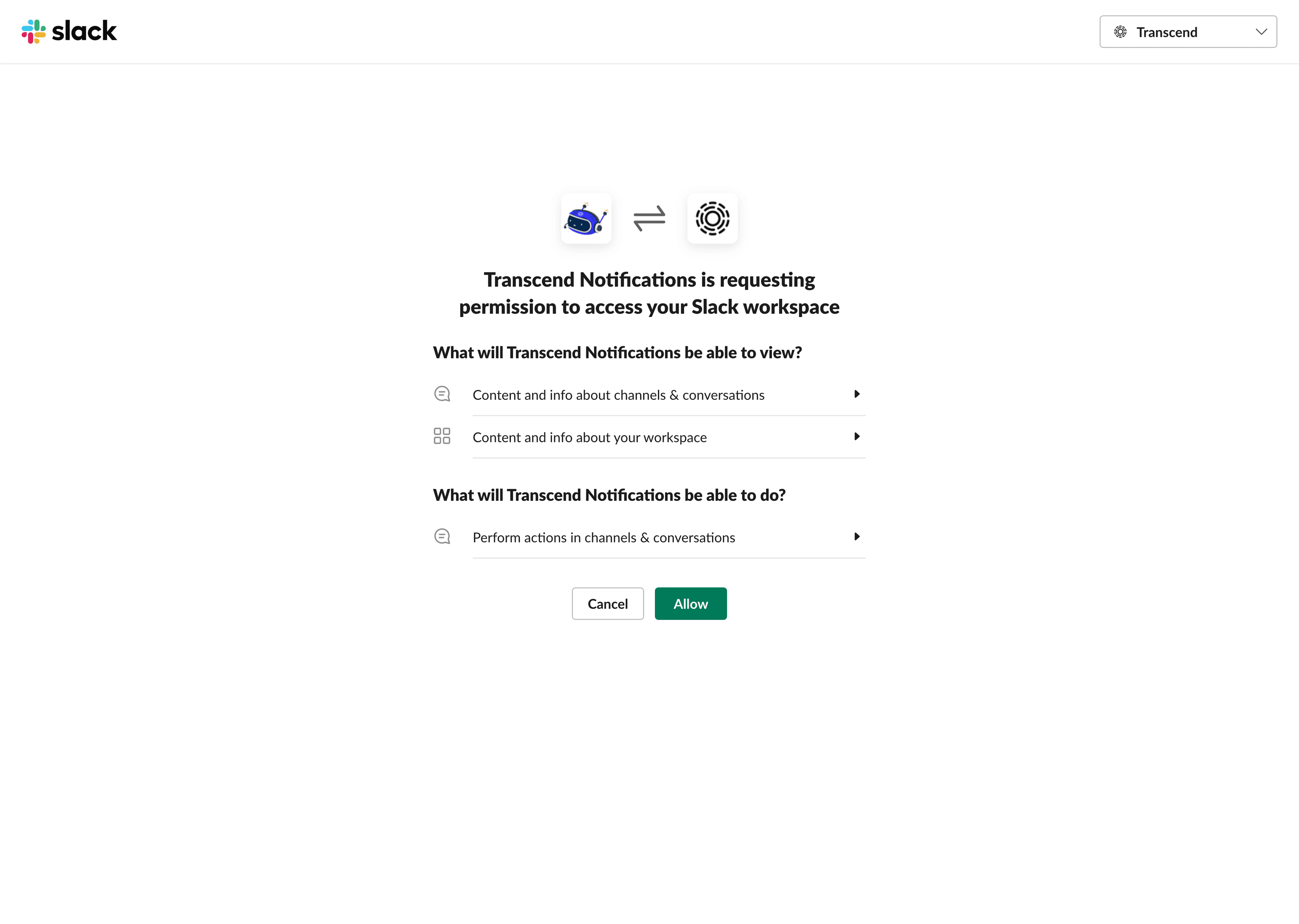 Transcend Bot Permissions