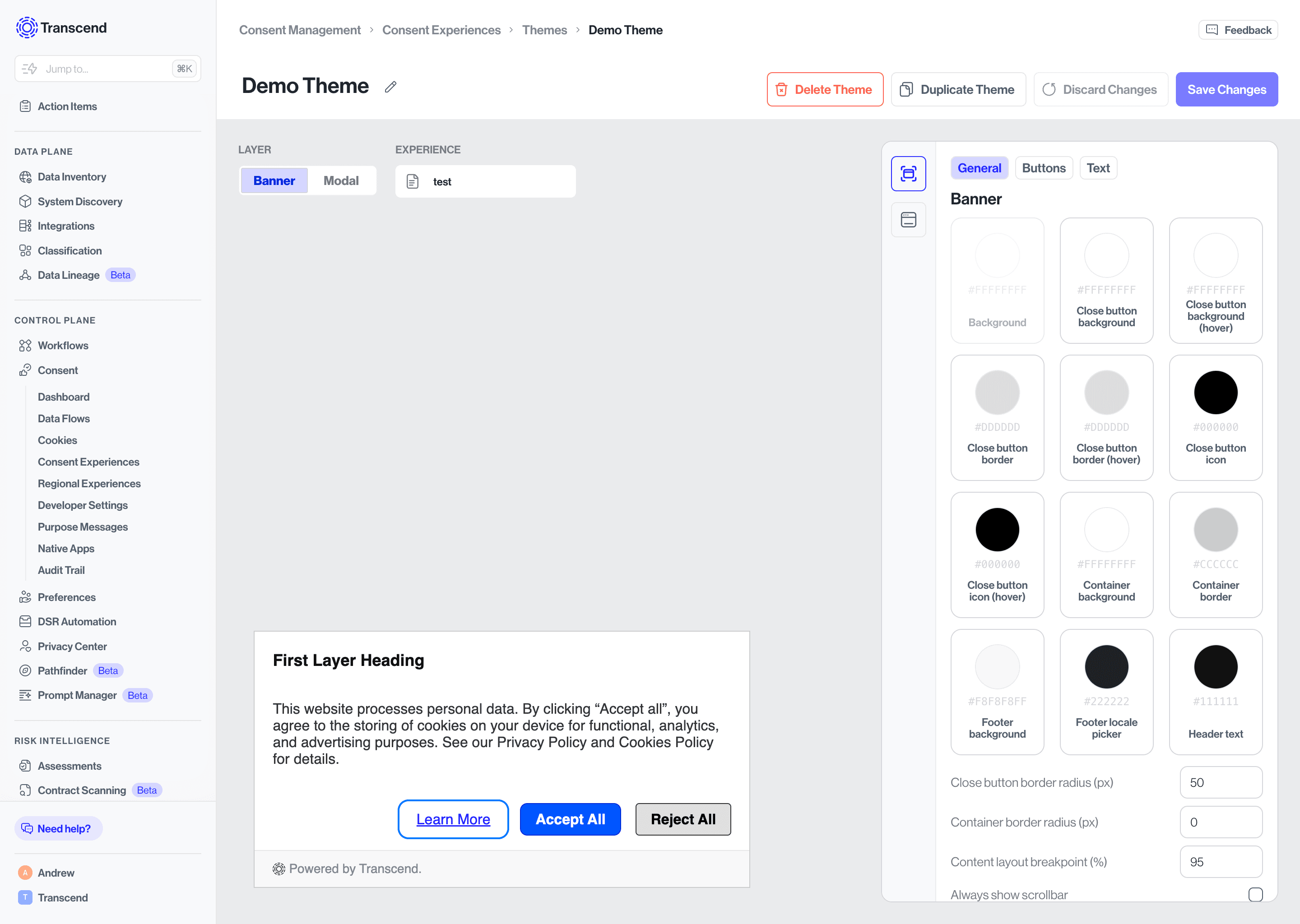 Customize Editor Theme for Banner and Modal