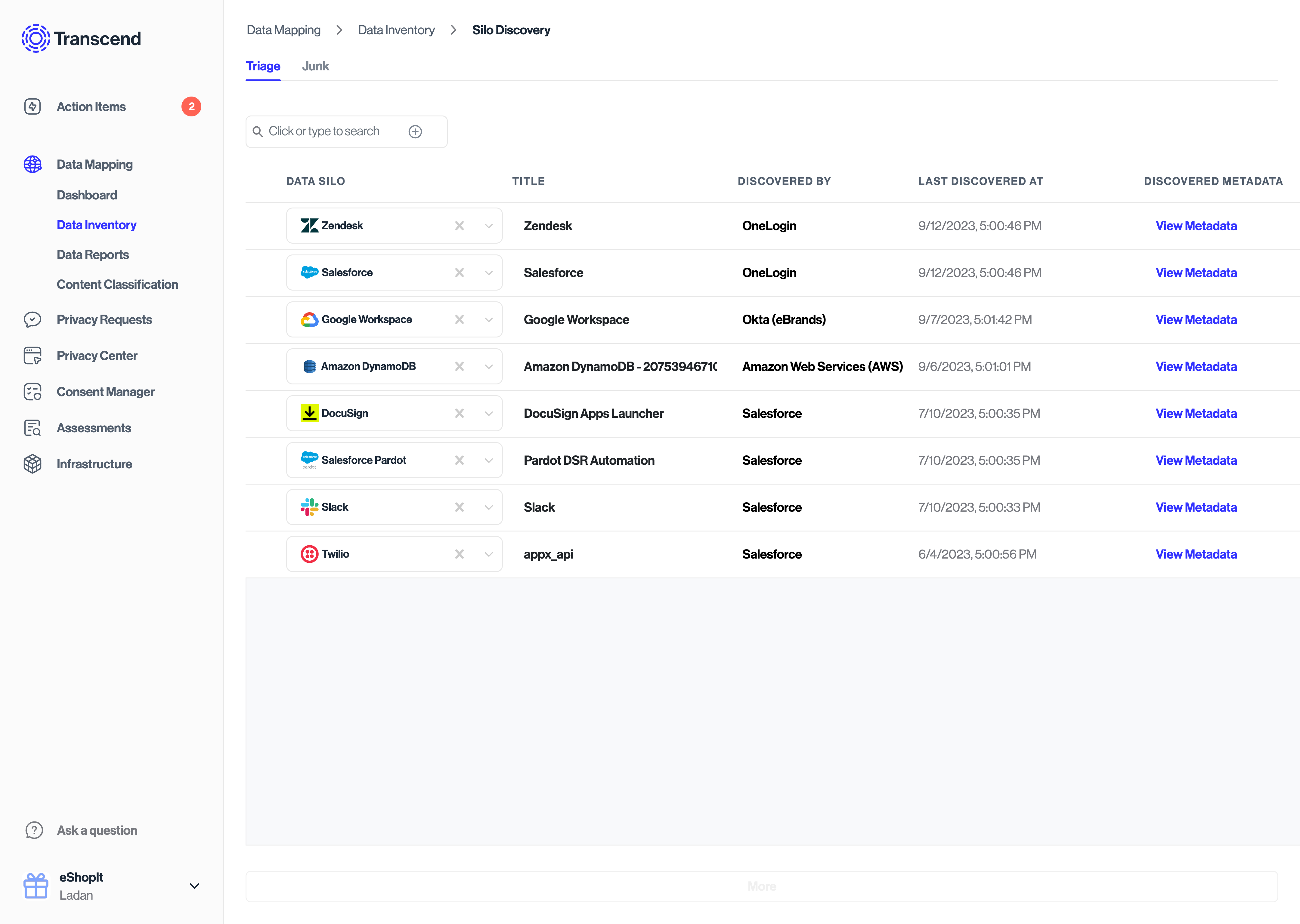 Manage the discovery of Data Systems identified through your automated tools