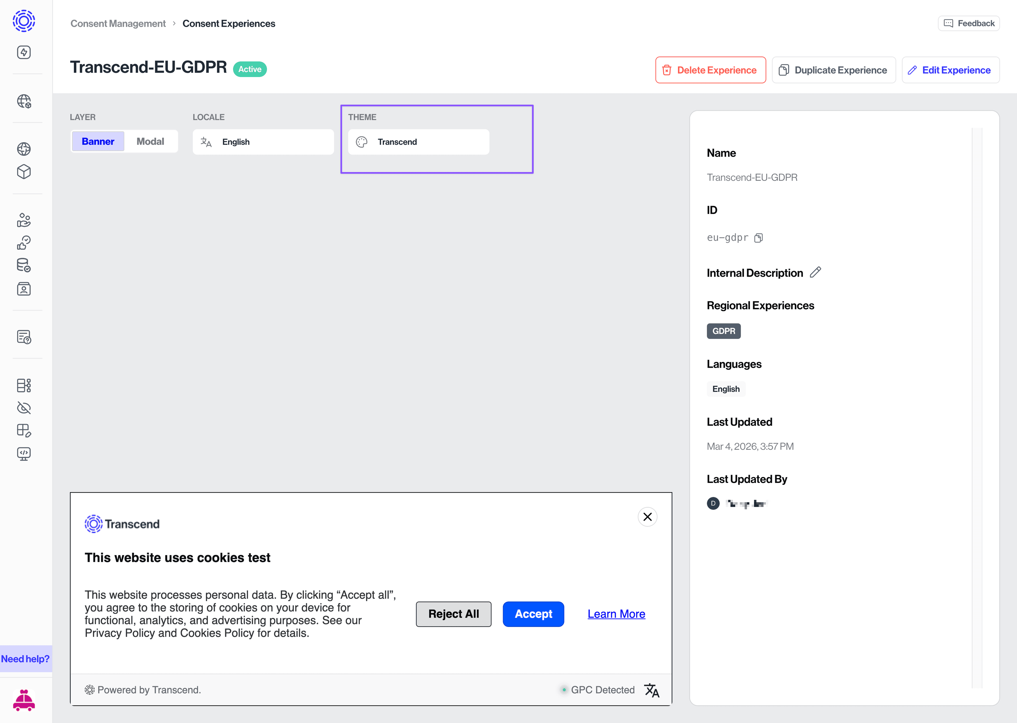 Apply via Experience Editor