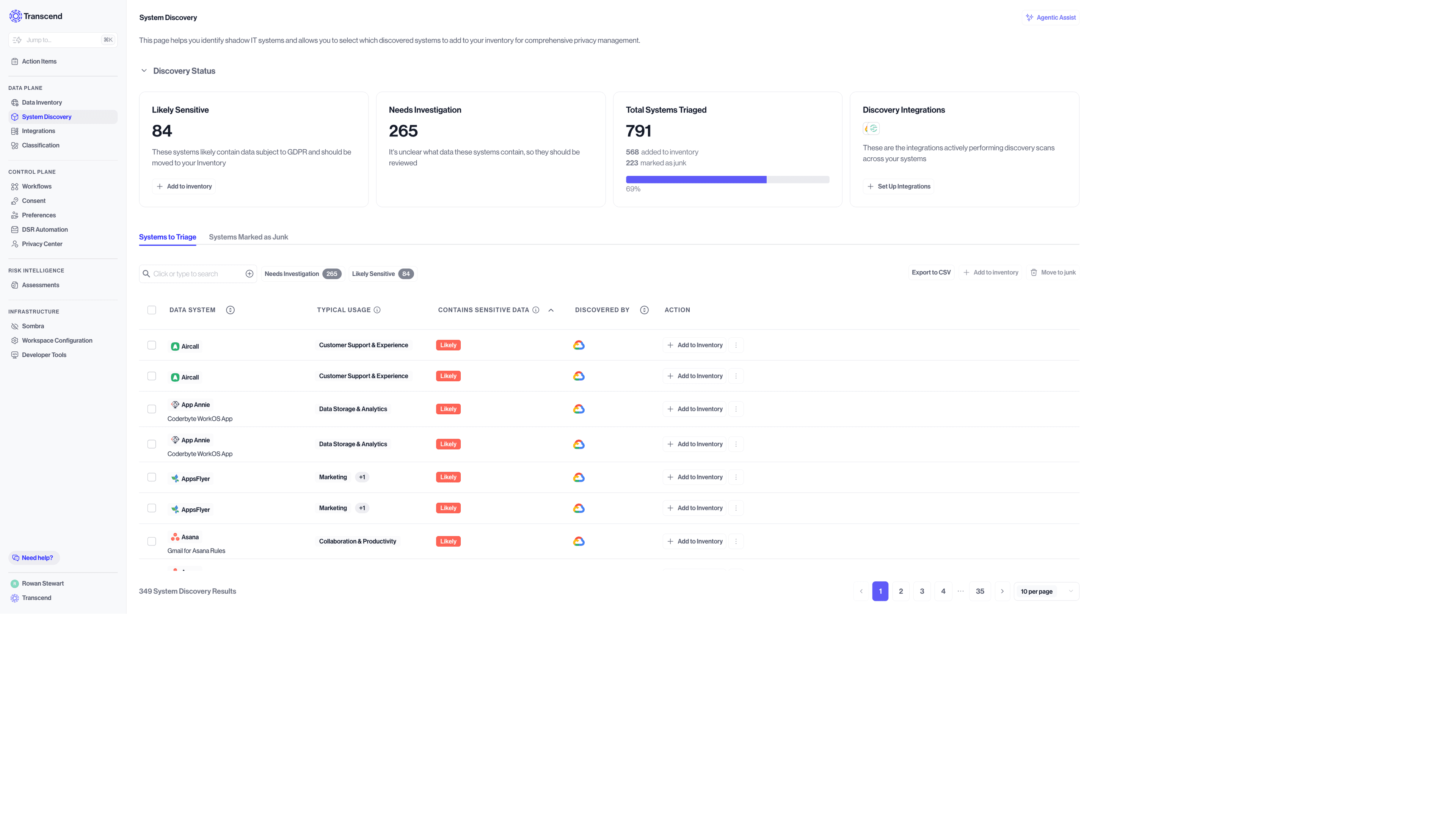 Manage the discovery of Data Systems identified through your automated tools