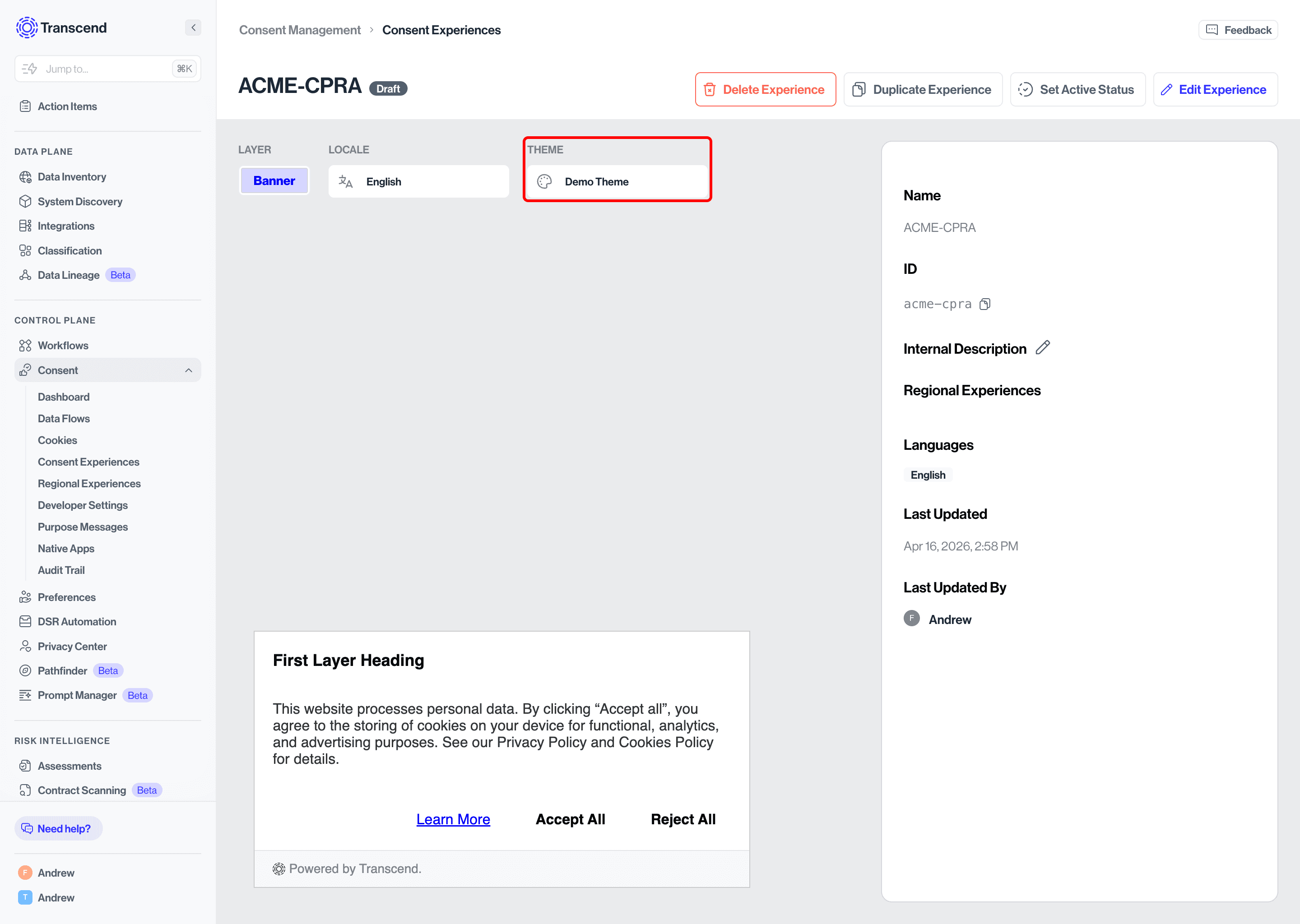 Apply via Experience Editor
