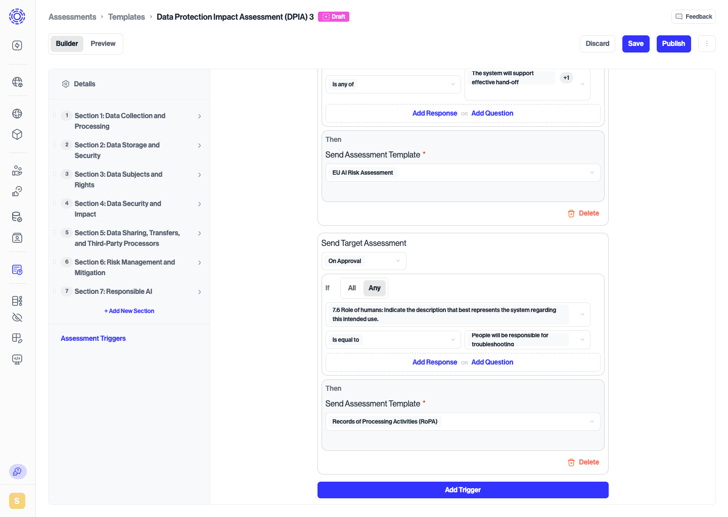 Multiple triggers configured on a single question.