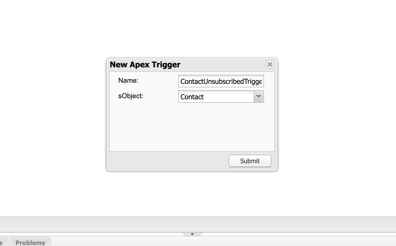 Submit form to create Apex Trigger