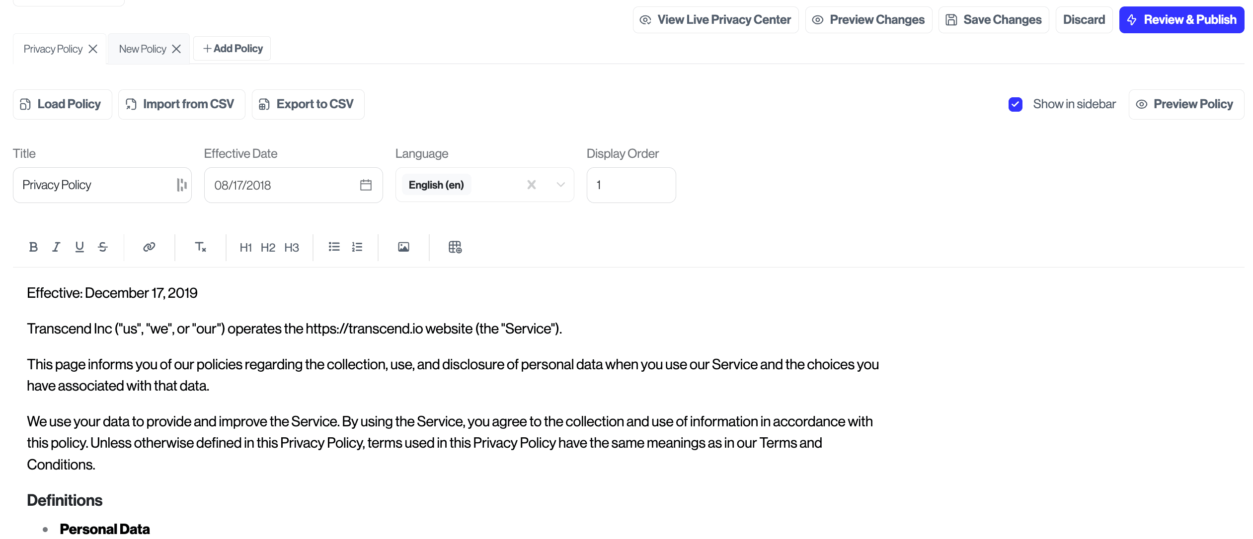 Improved rich text editor