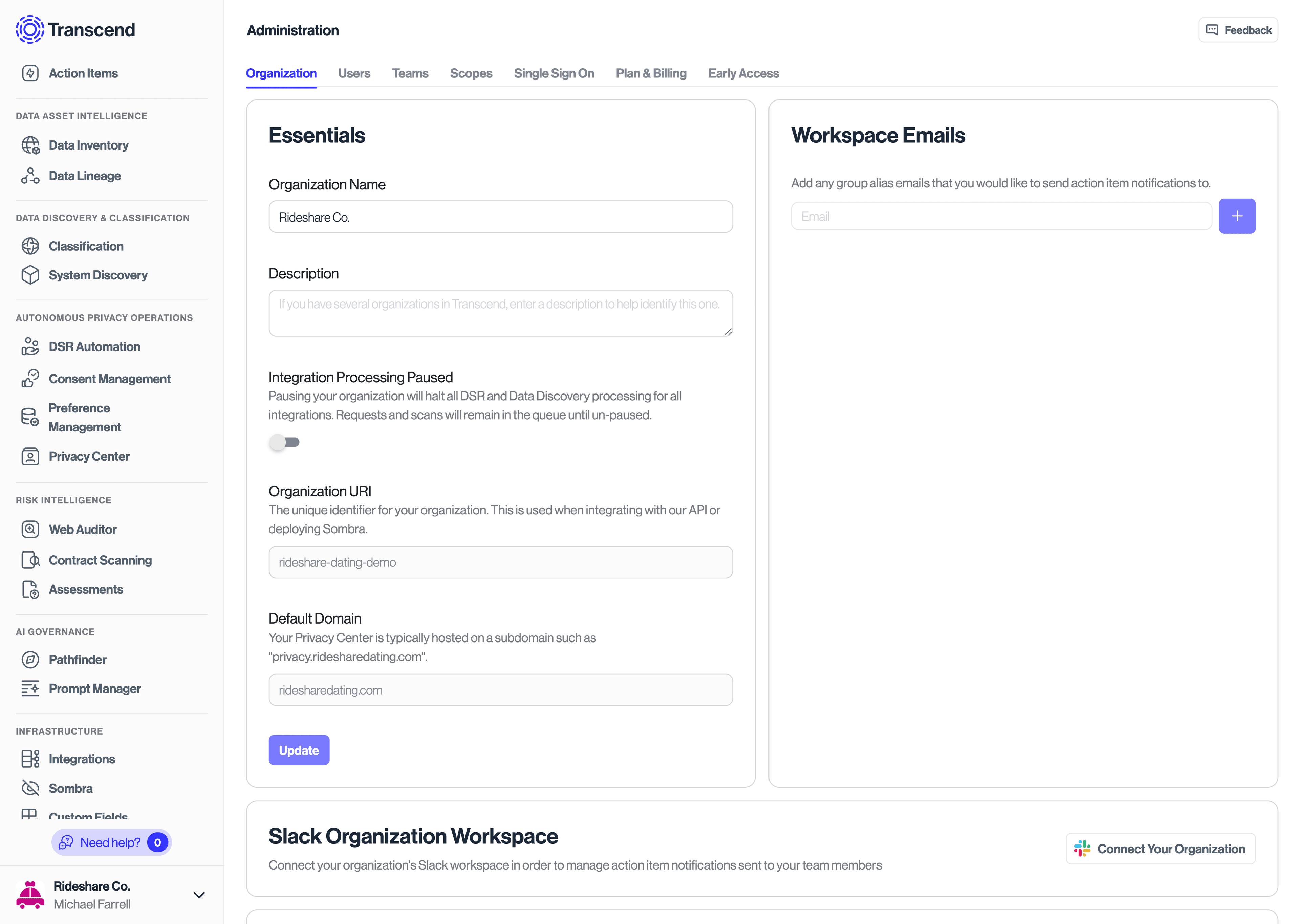 Enable pausing for all integration processing under Administration settings page