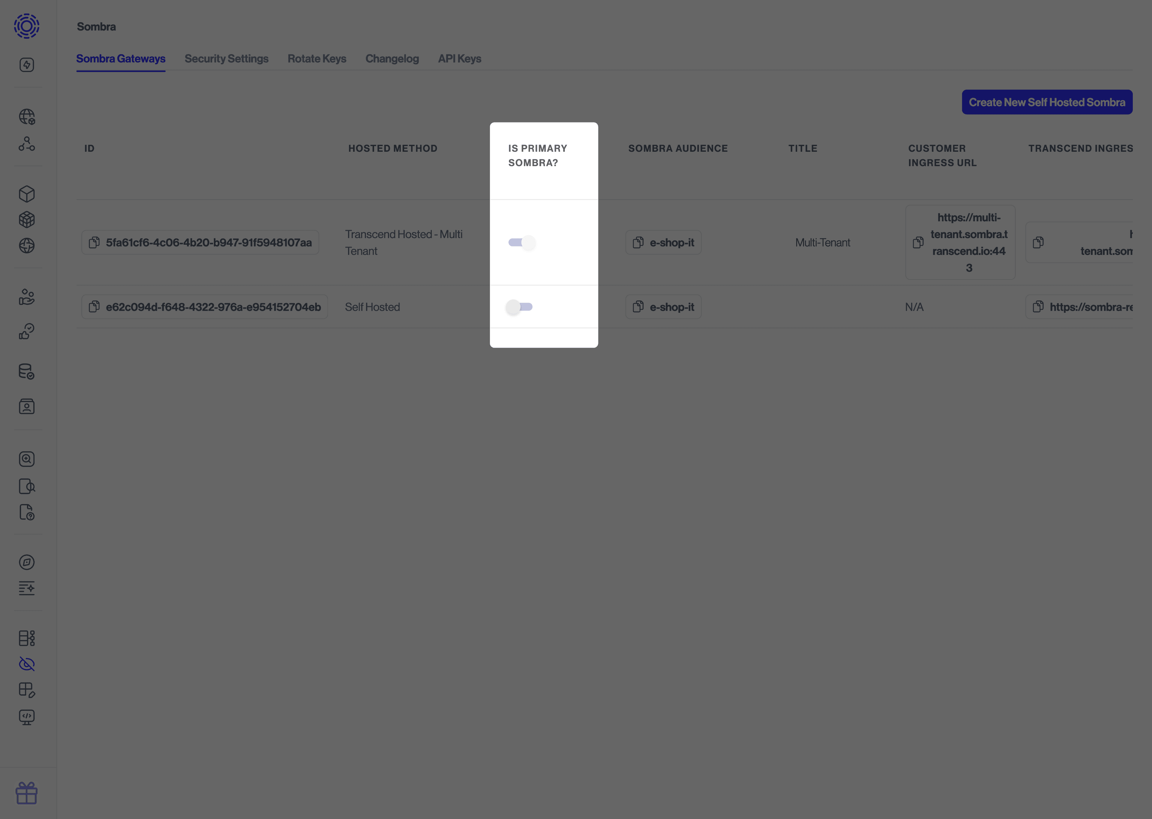 Setting the primary Sombra