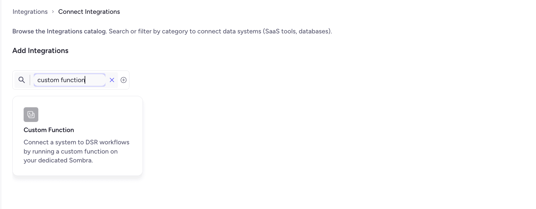 Custom Functions - Add from Integrations