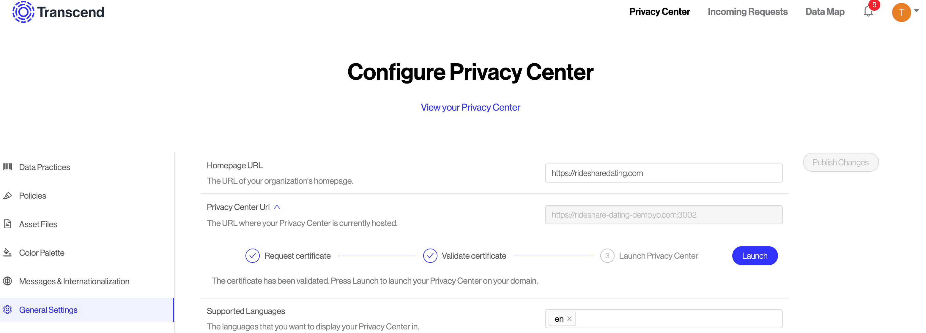 launchPrivacyCenterDeploy
