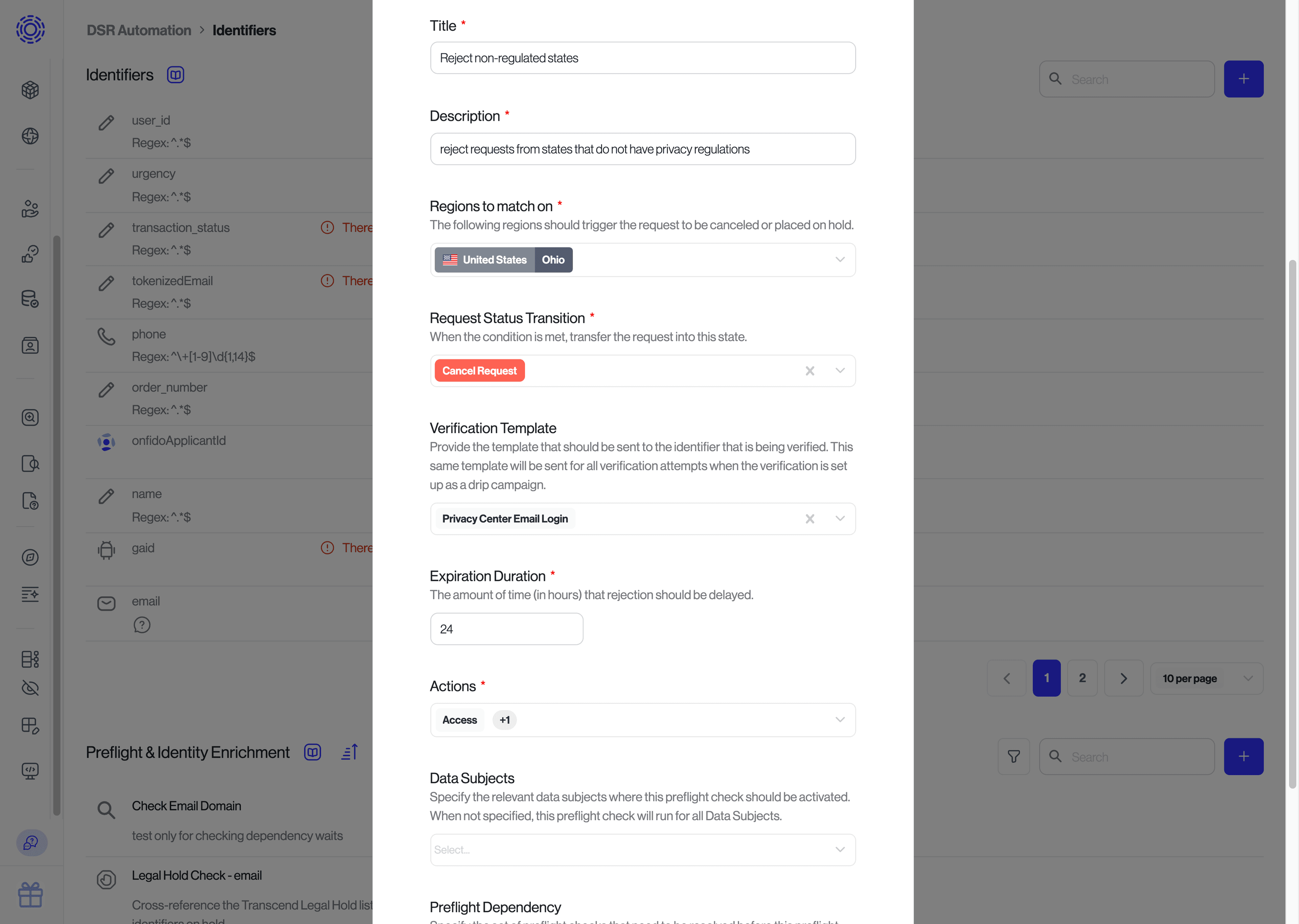 Region Rejection Preflight Check