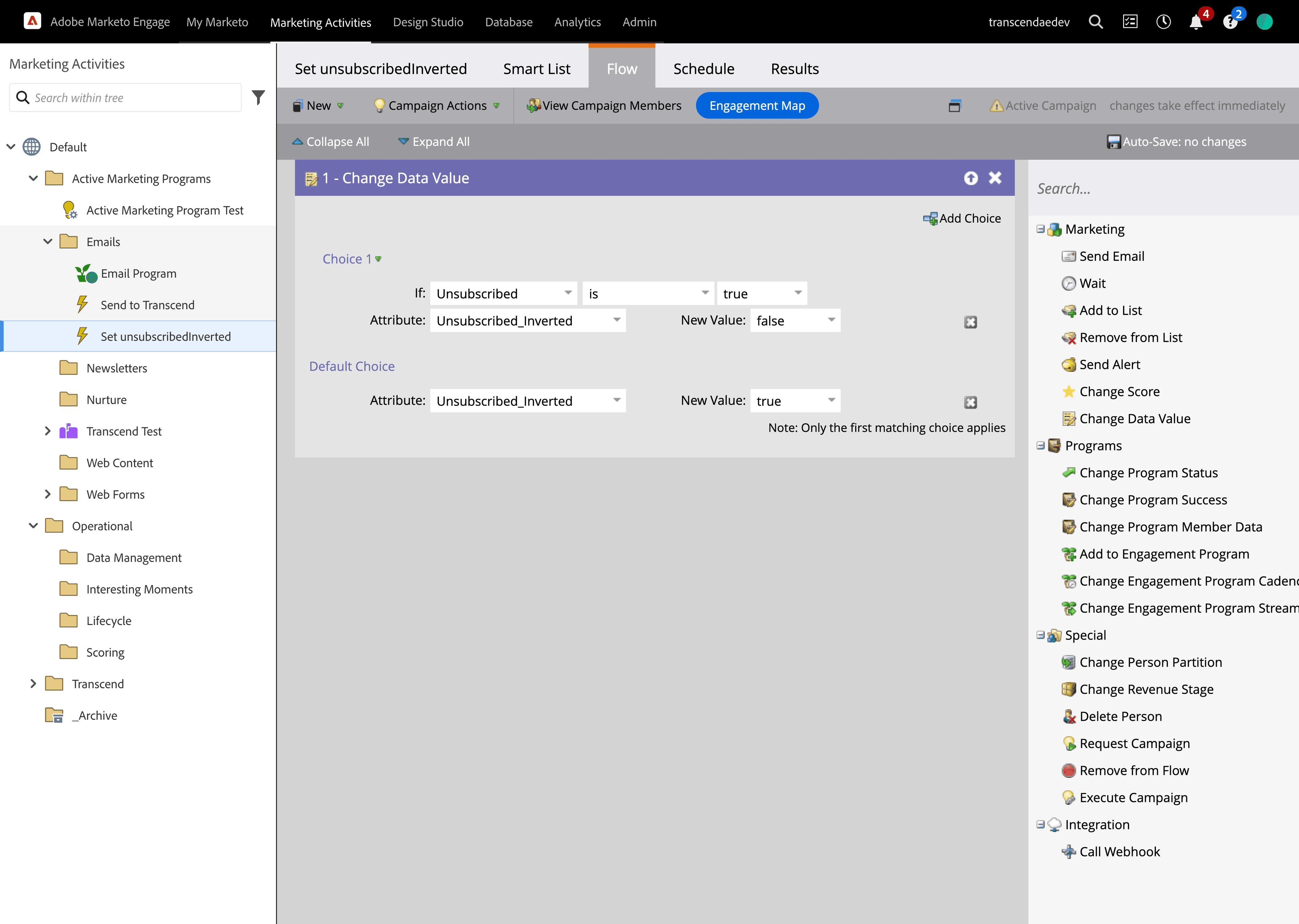 Set up the flow for unsubscribed_inverted