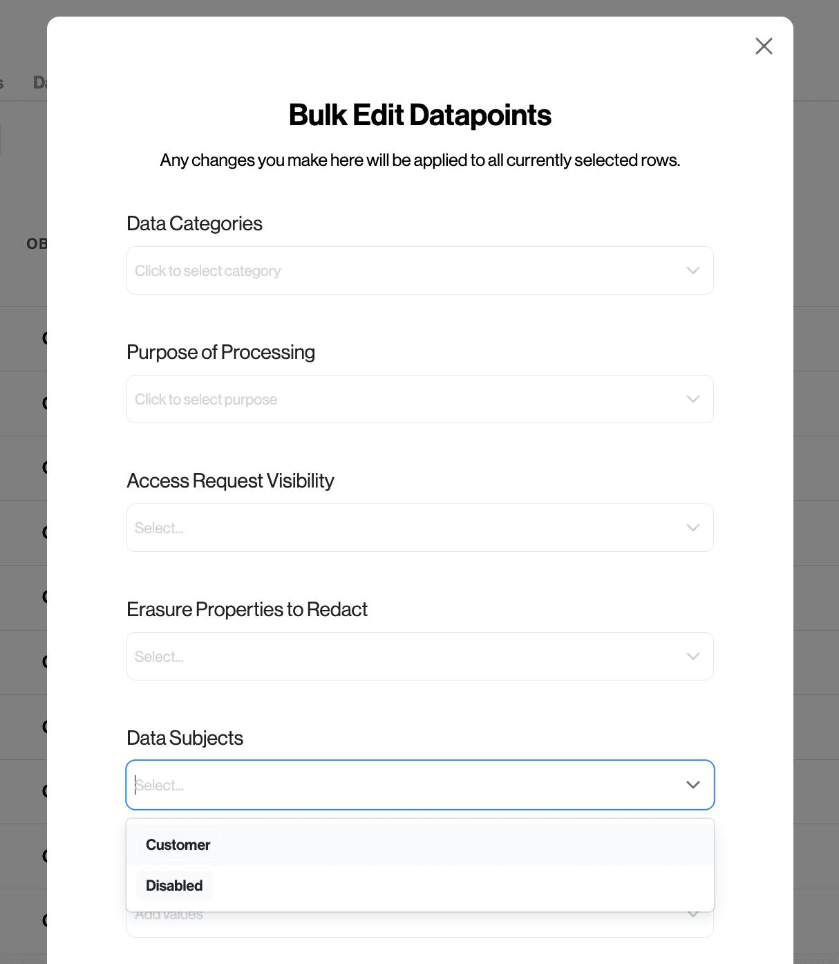 Bulk edit datapoints