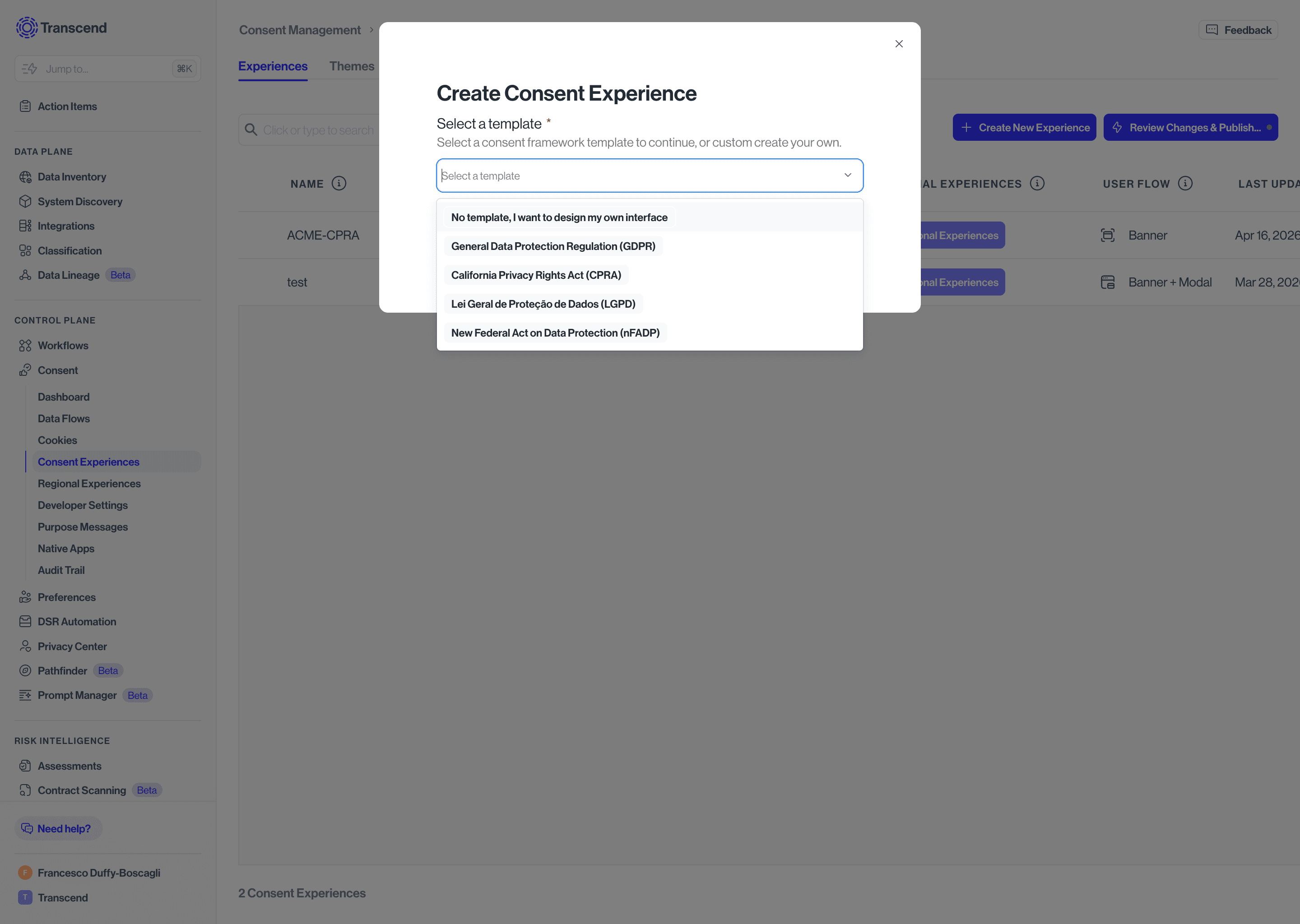Create Consent Experience