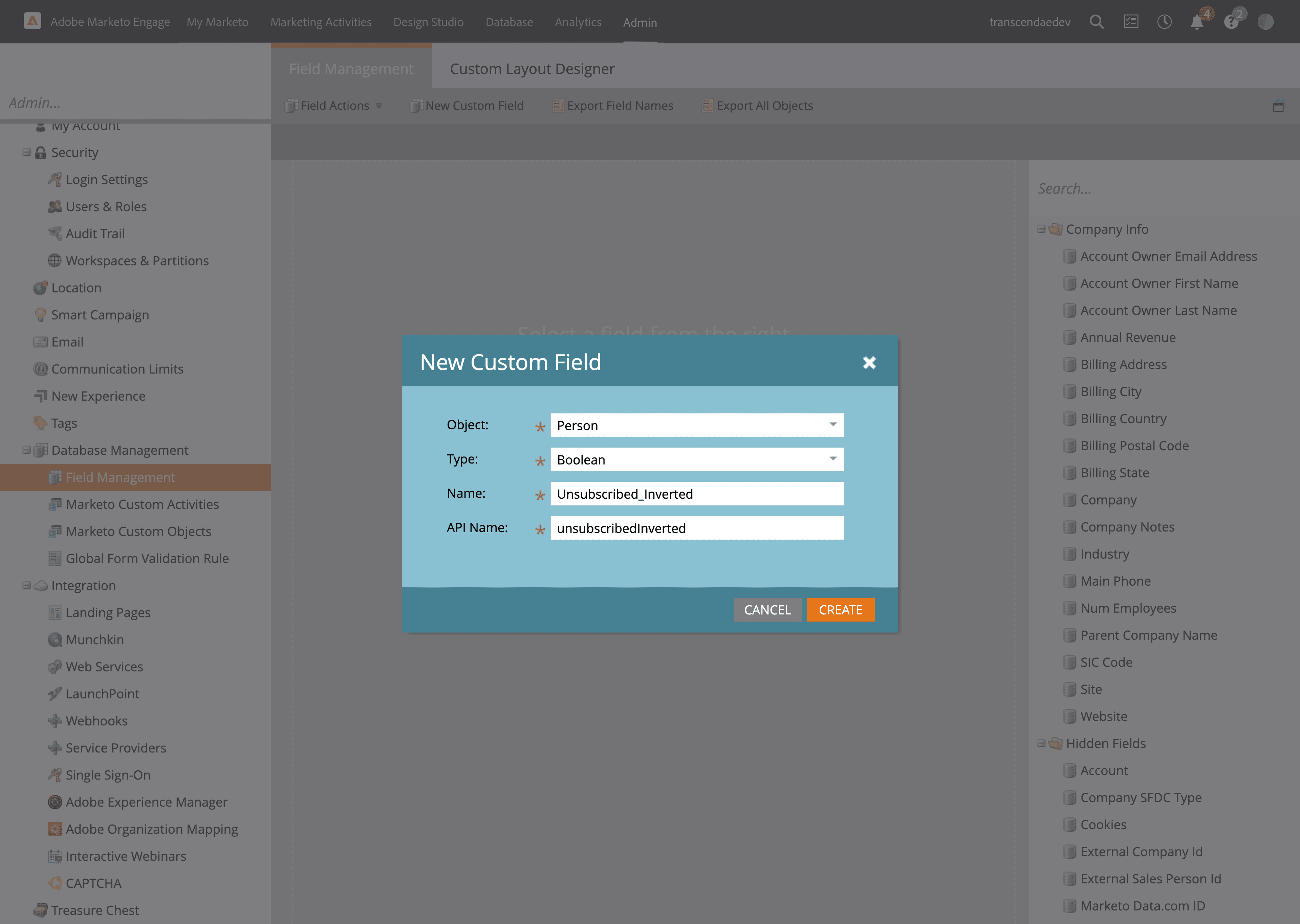 Create New Custom Field