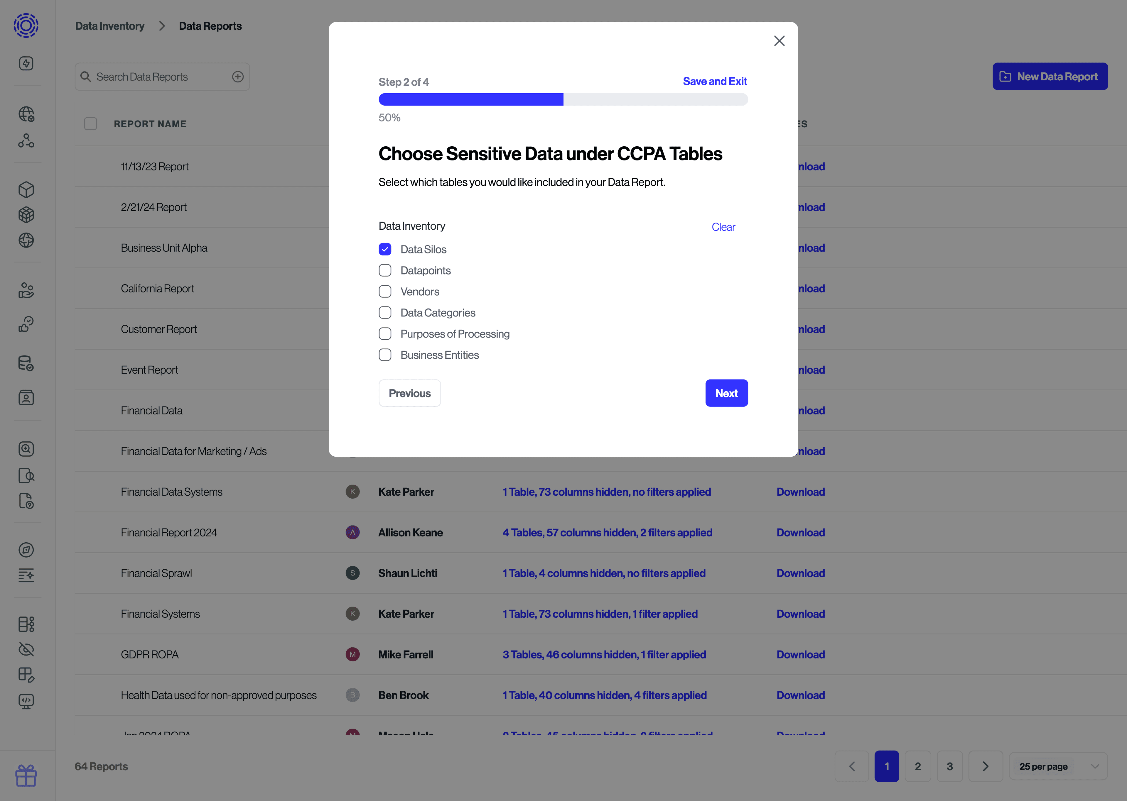 Selecting the data source tables
