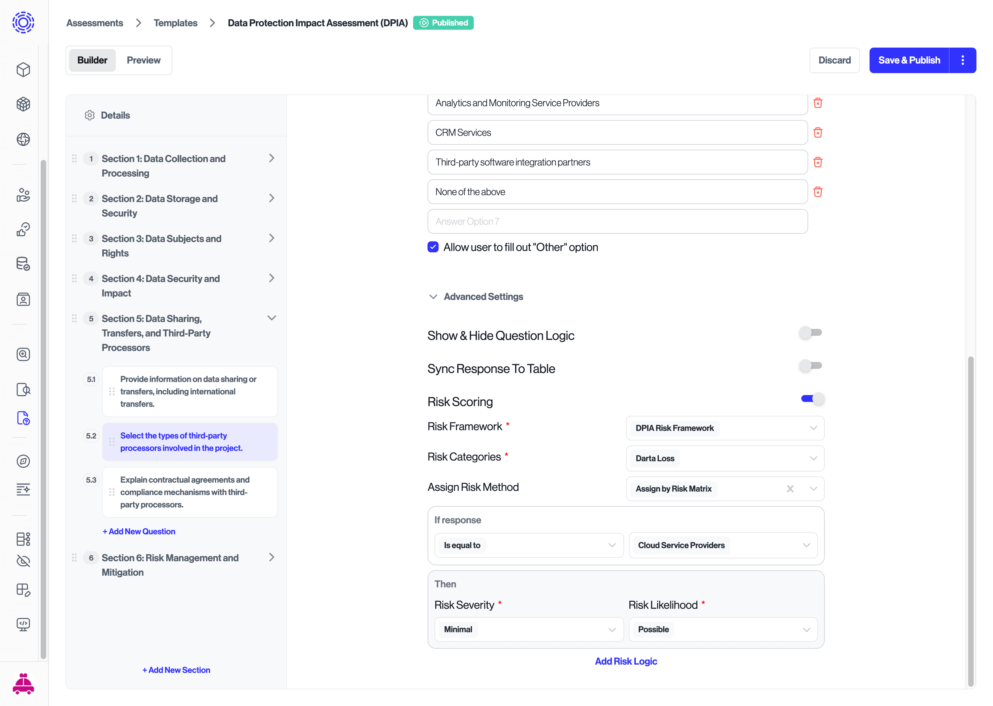 Assigning Risk Scoring Logic via matrix