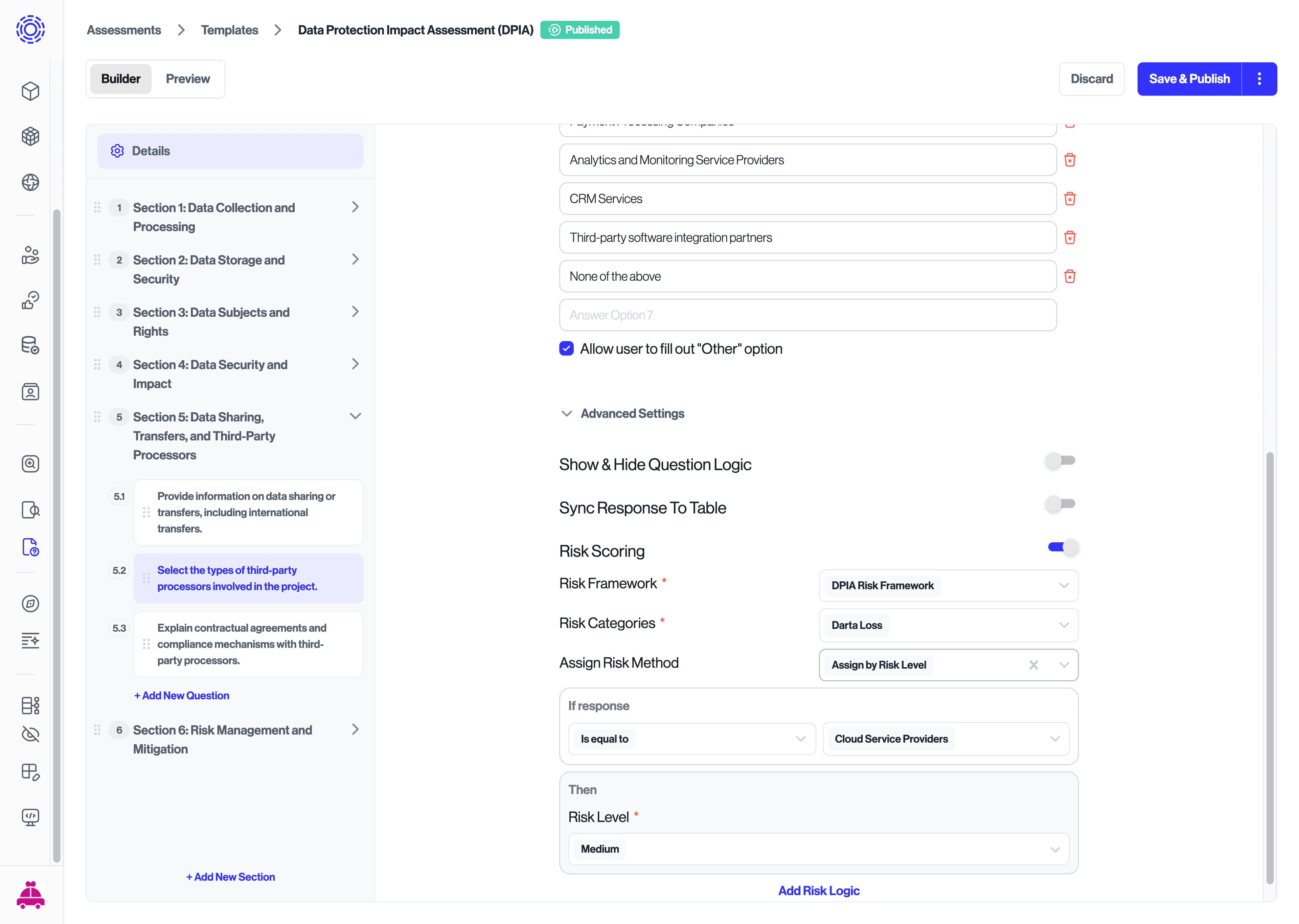 Assigning Risk Scoring Logic to a Template