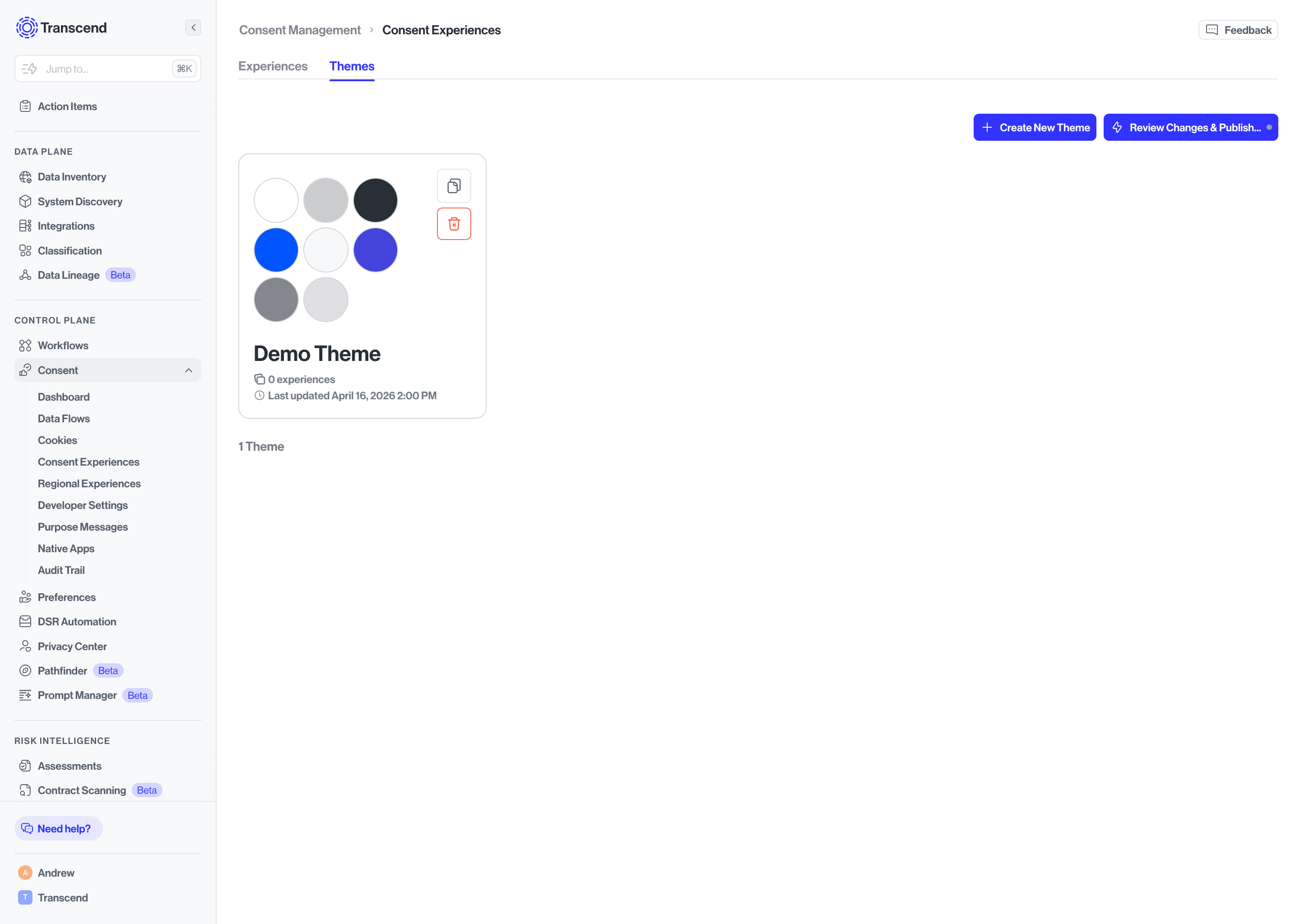 Theme Landing Page