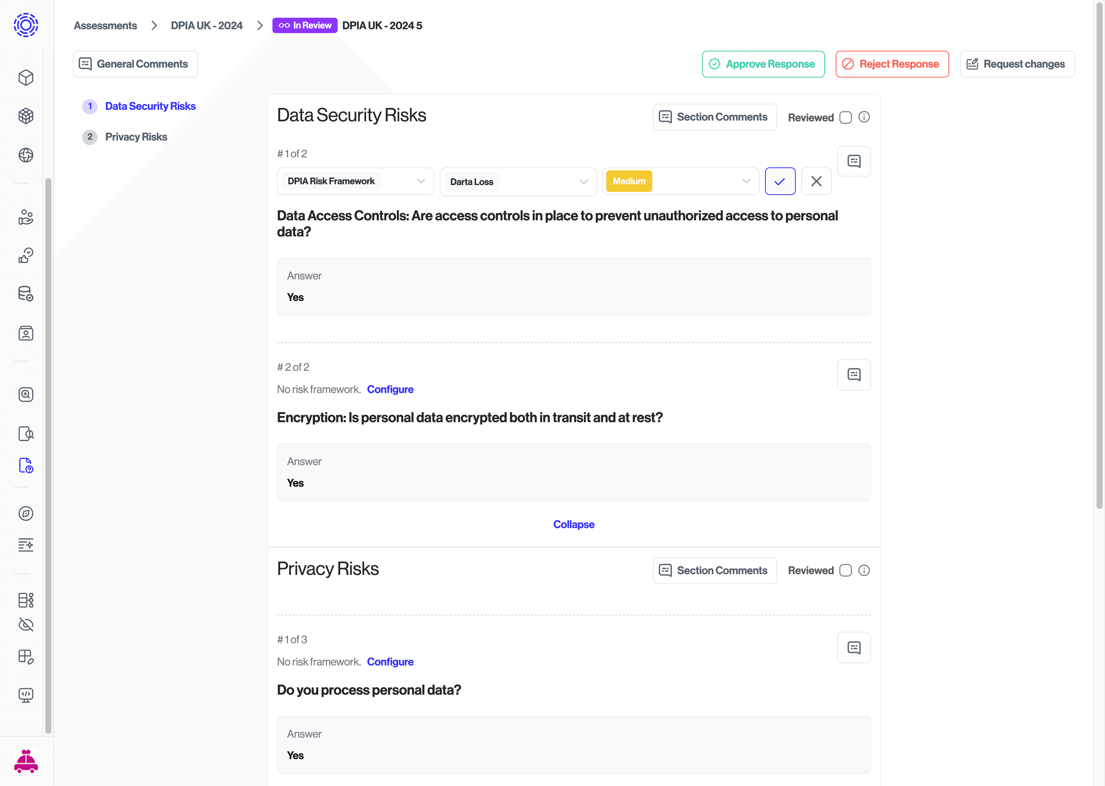 Assessment View Response with risk scores