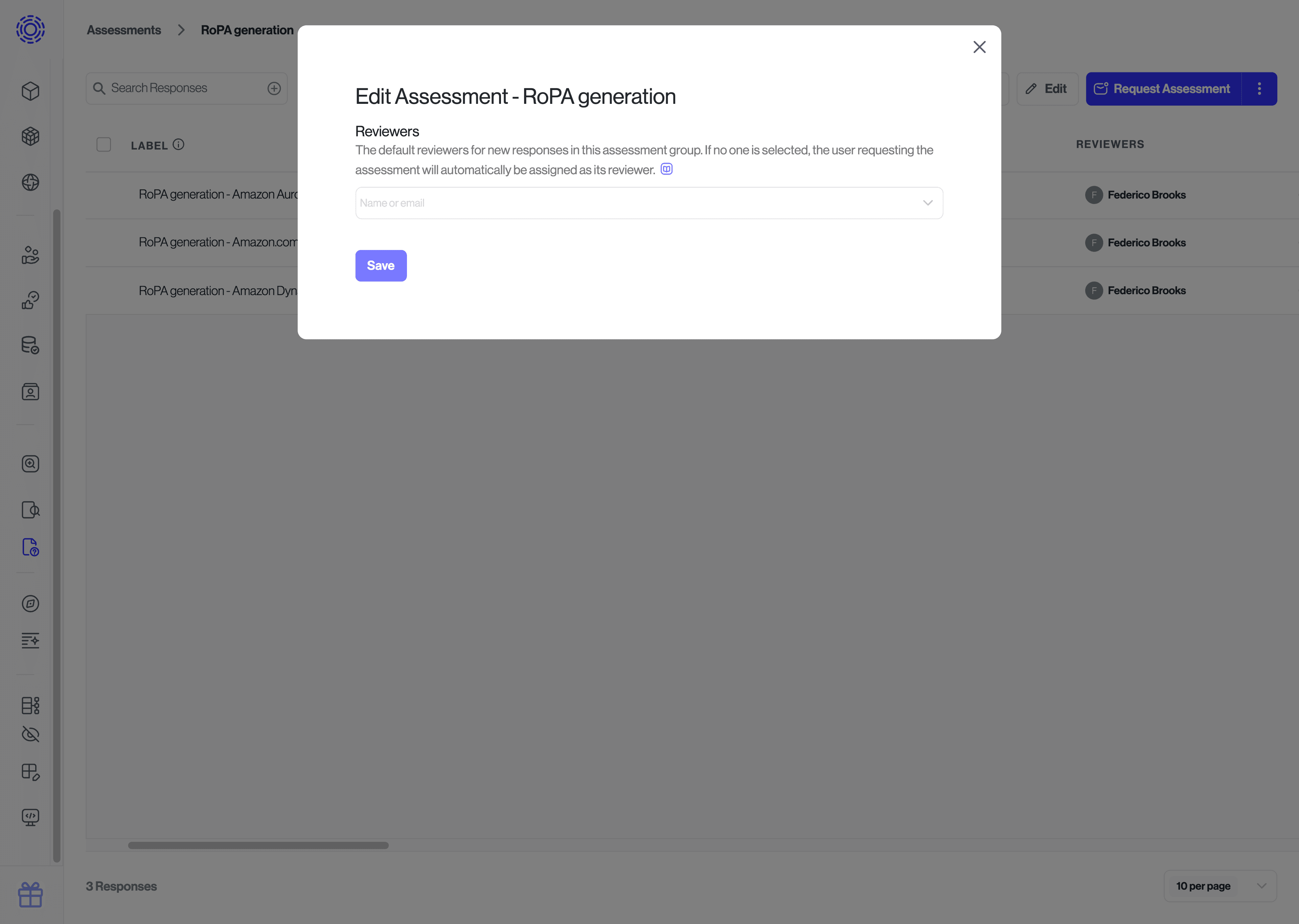 Assign Default Reviewer Modal open