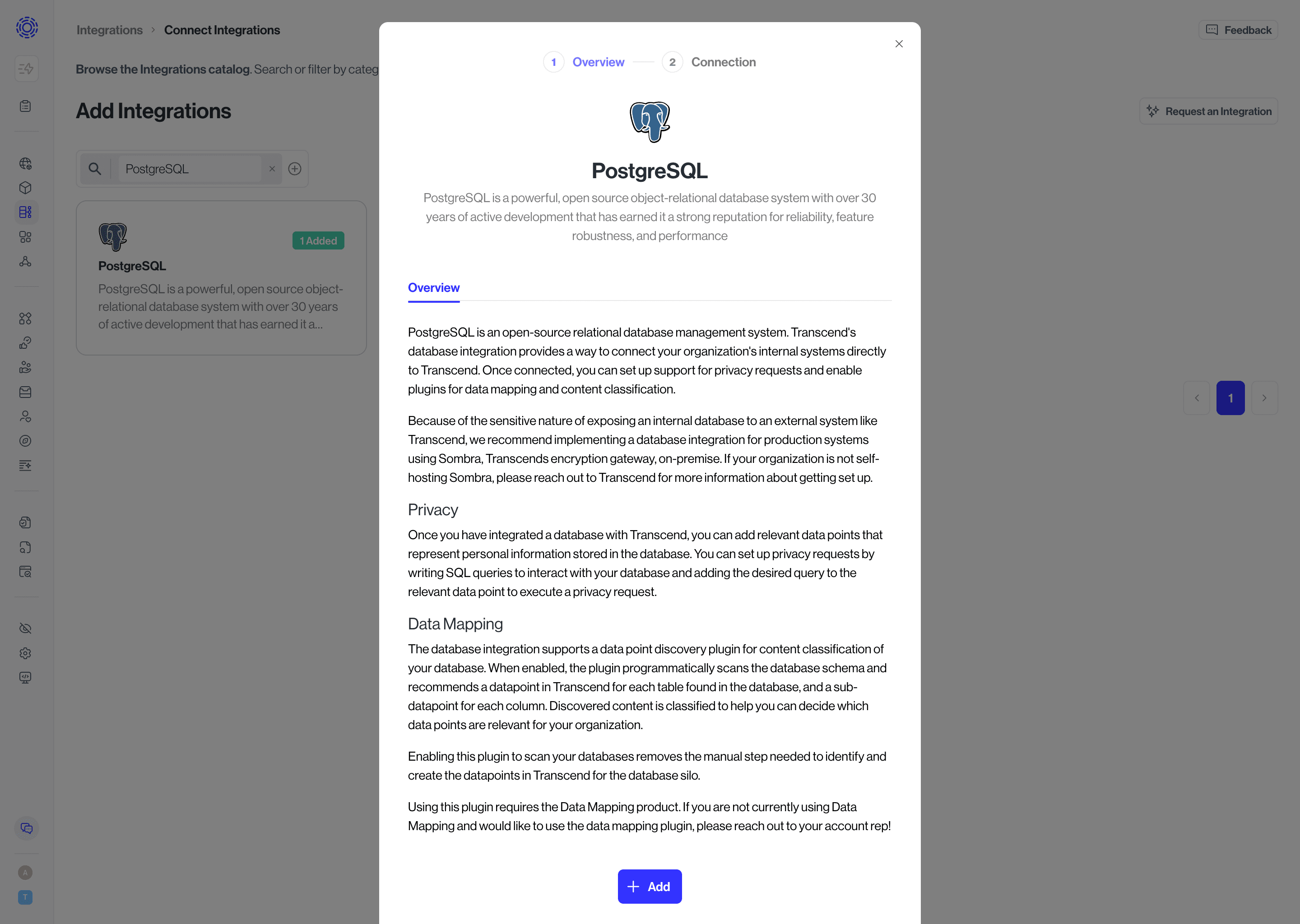 Add integration modal