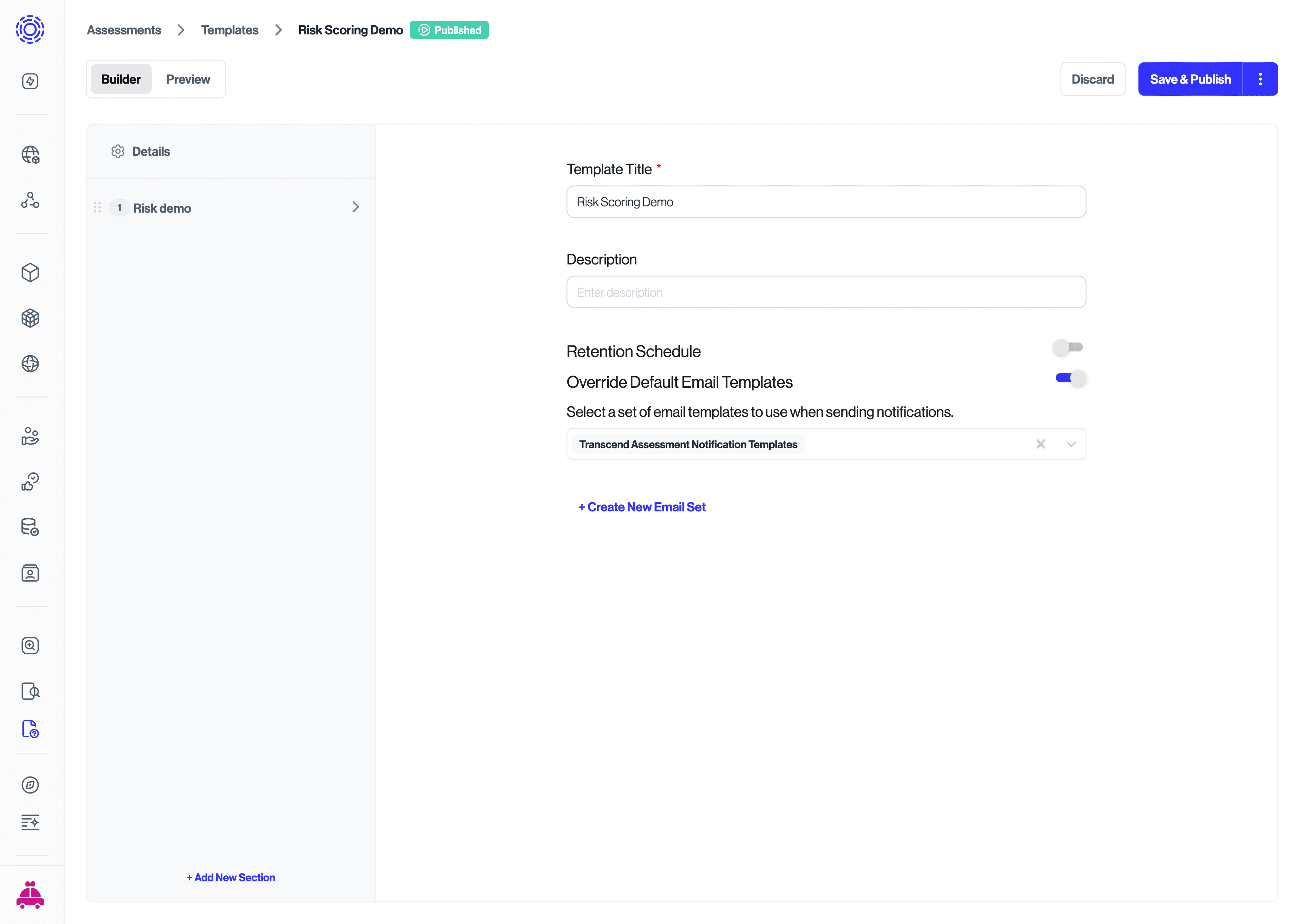 Mapping an Assessment Template to use an Email Set