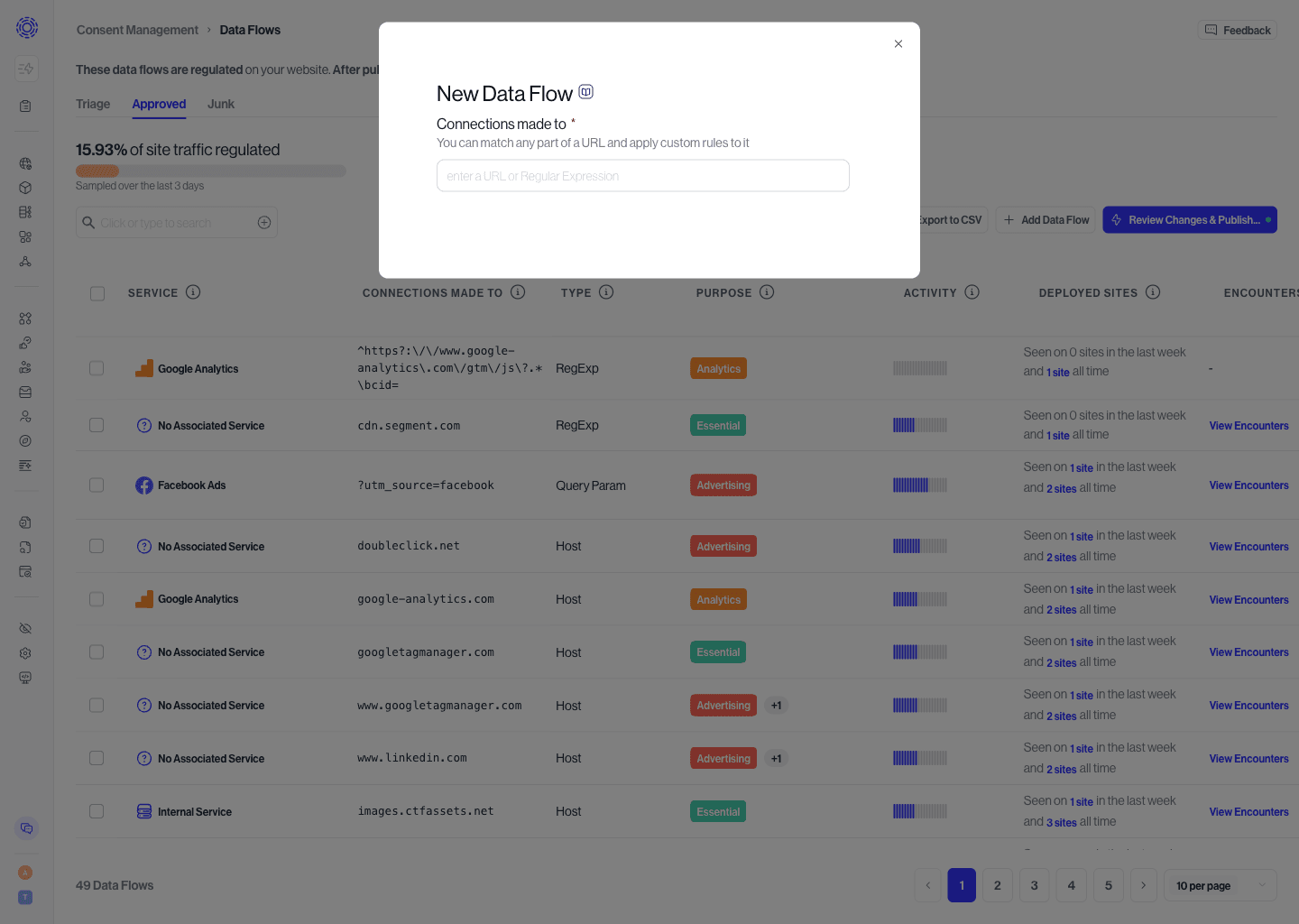 Entering a data flow to be added