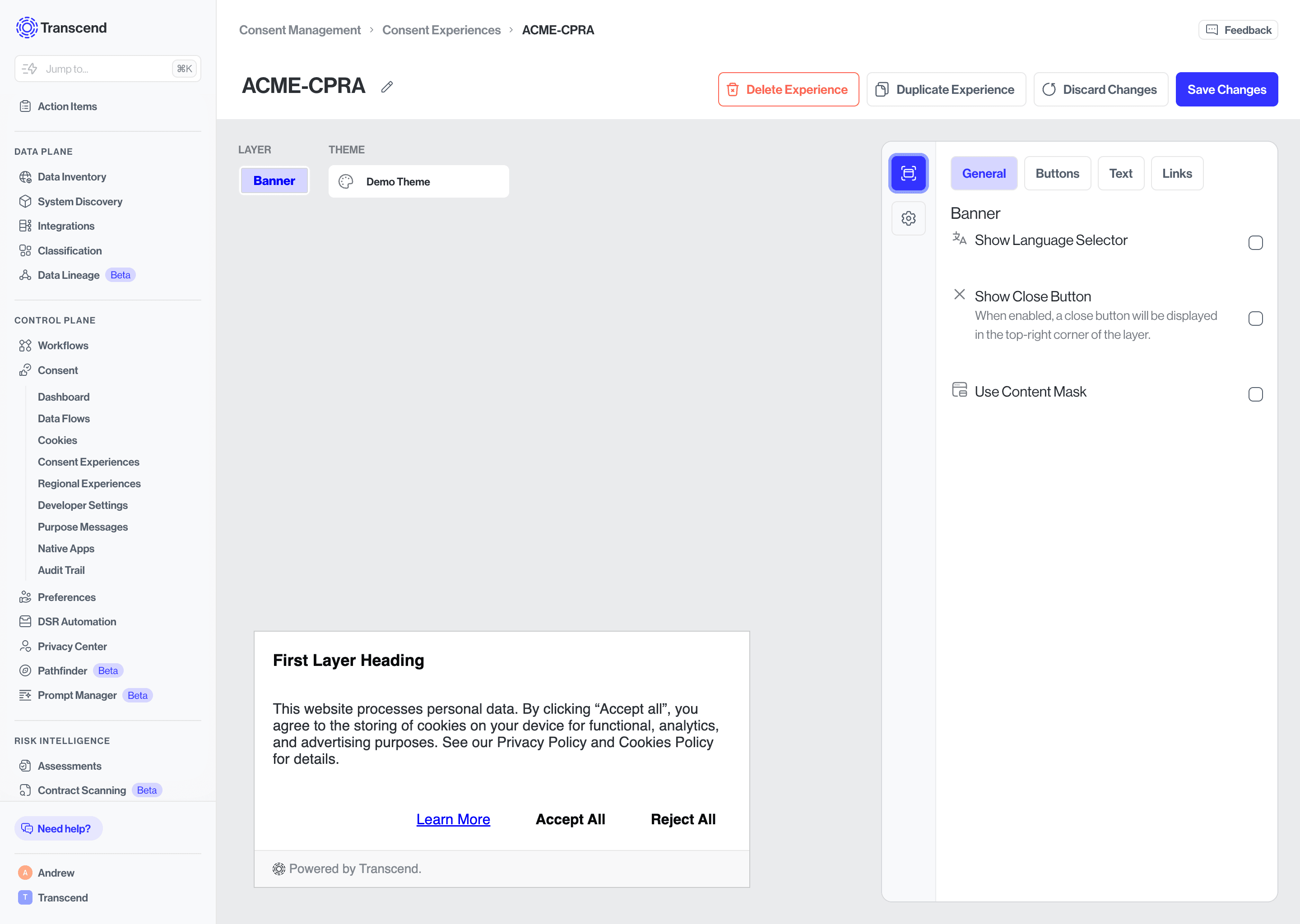 Experience general editor