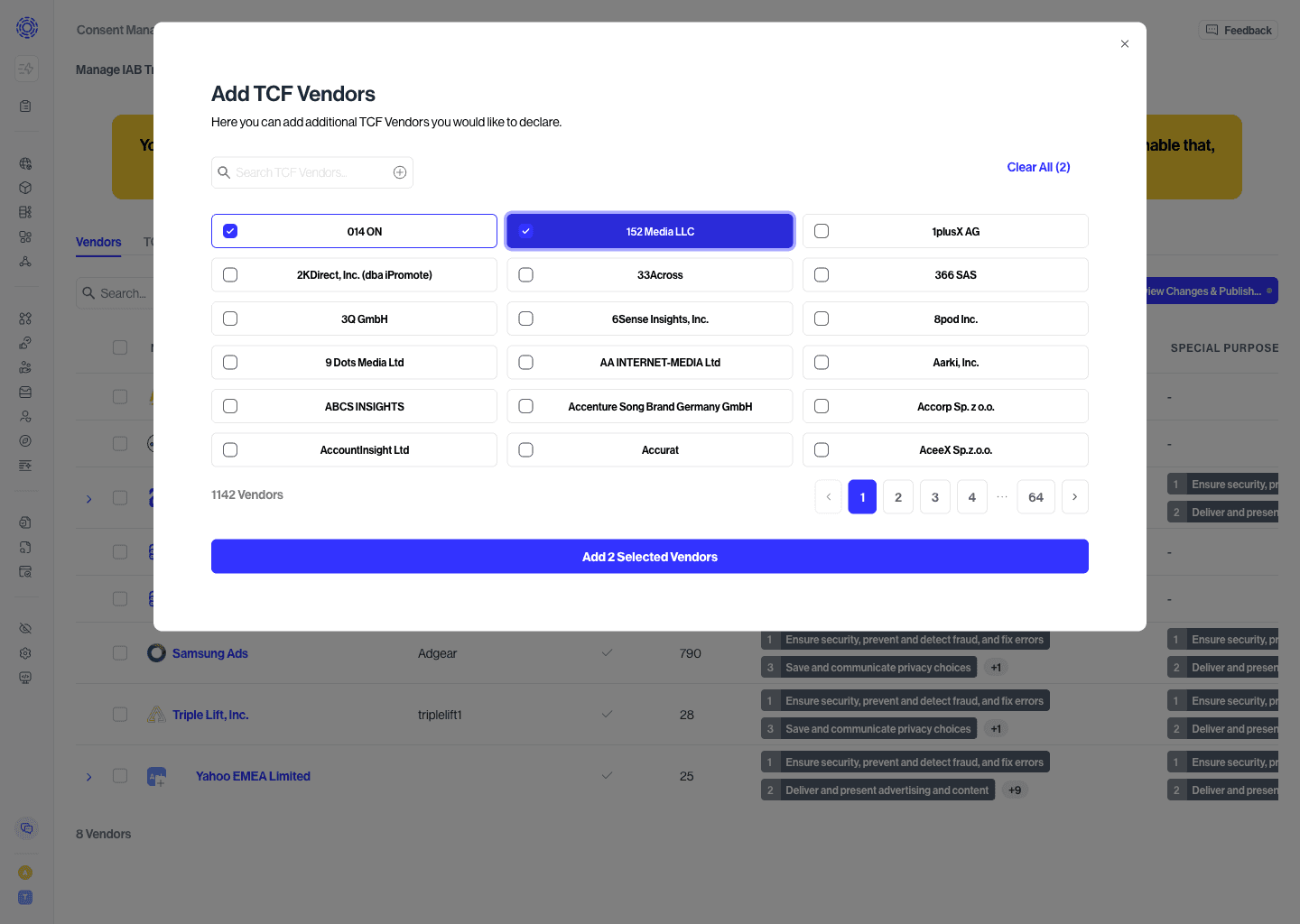 Add TCF Vendors