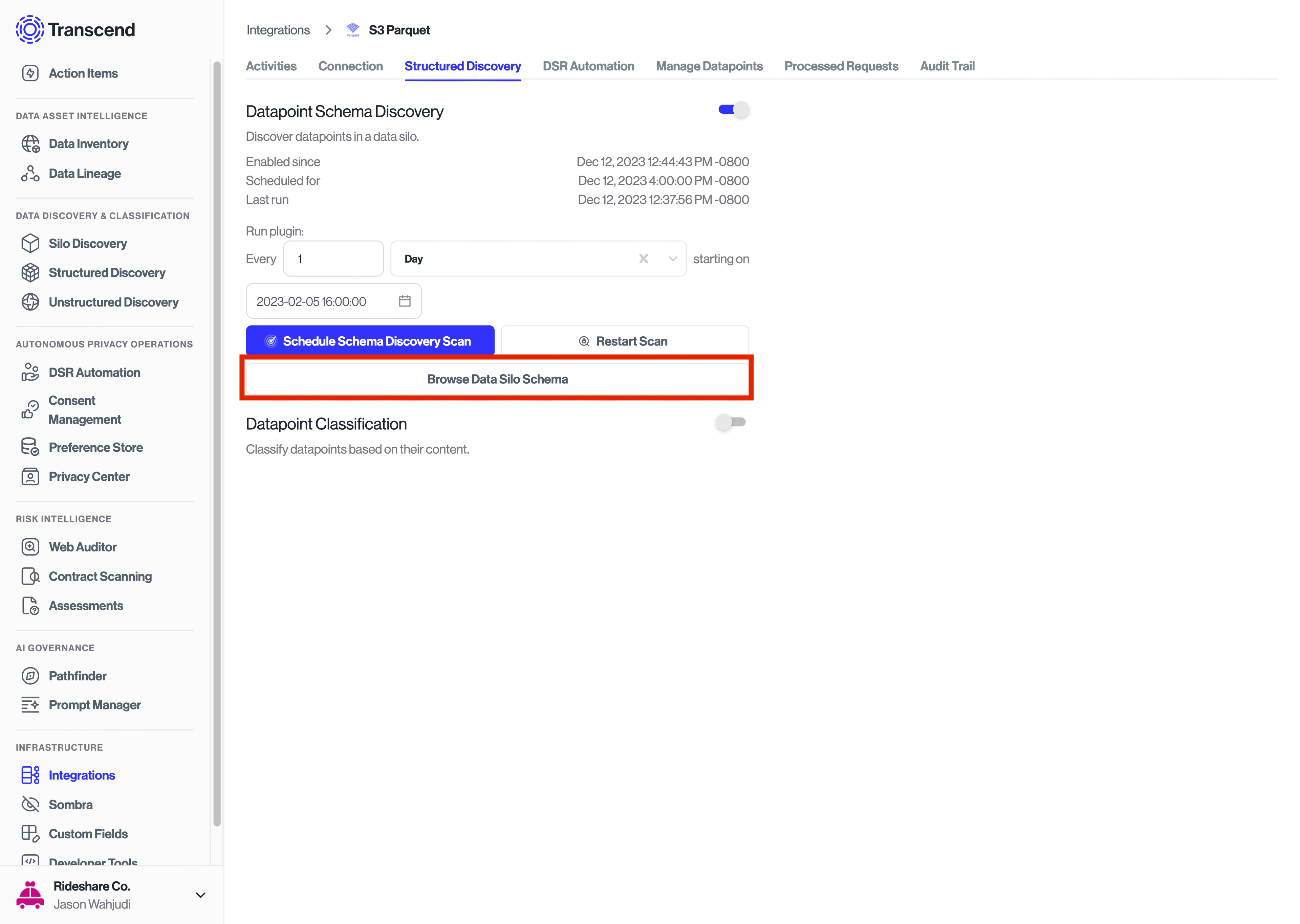 View discovered datapoints.