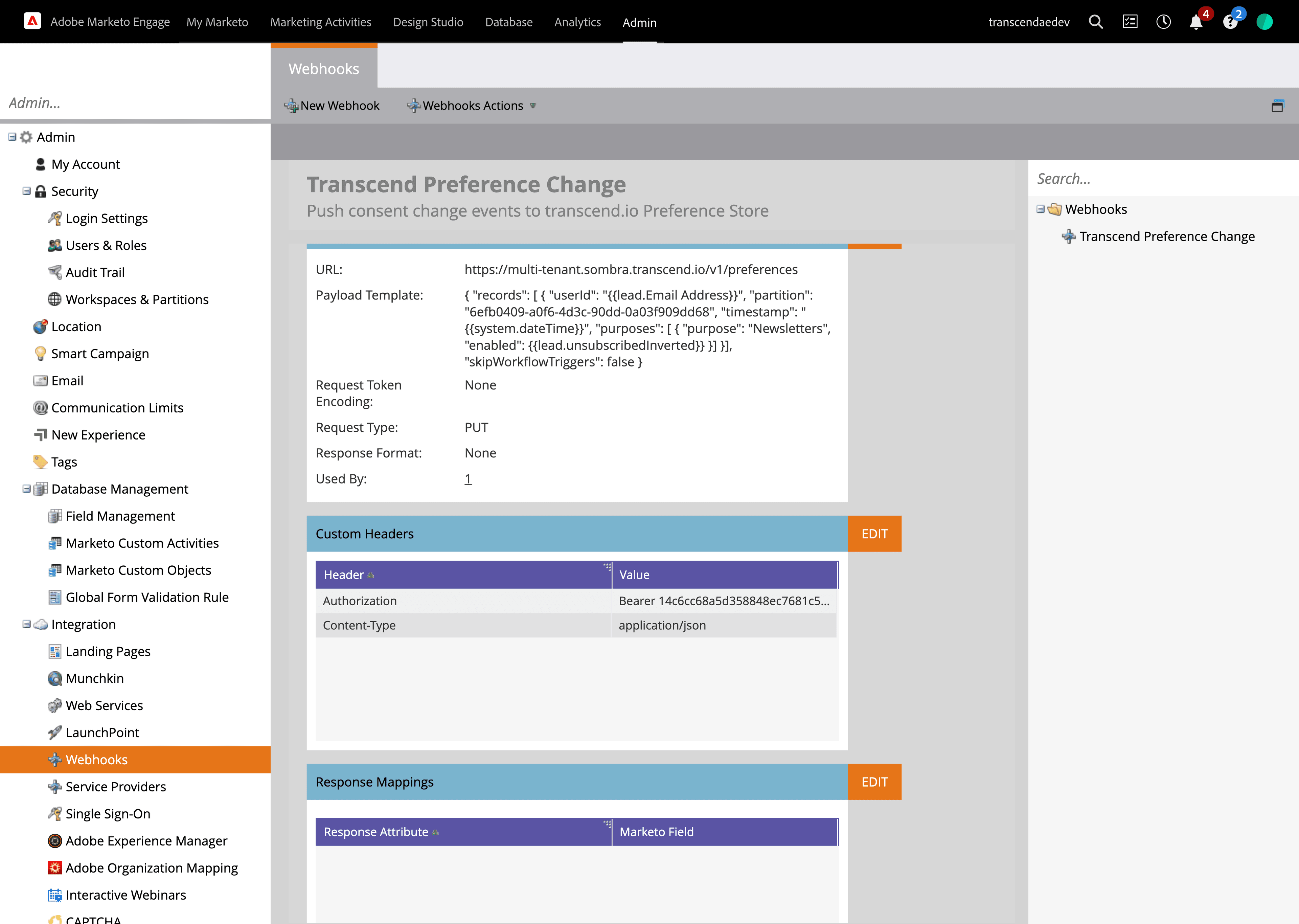 Add webhook headers to Marketo webhook