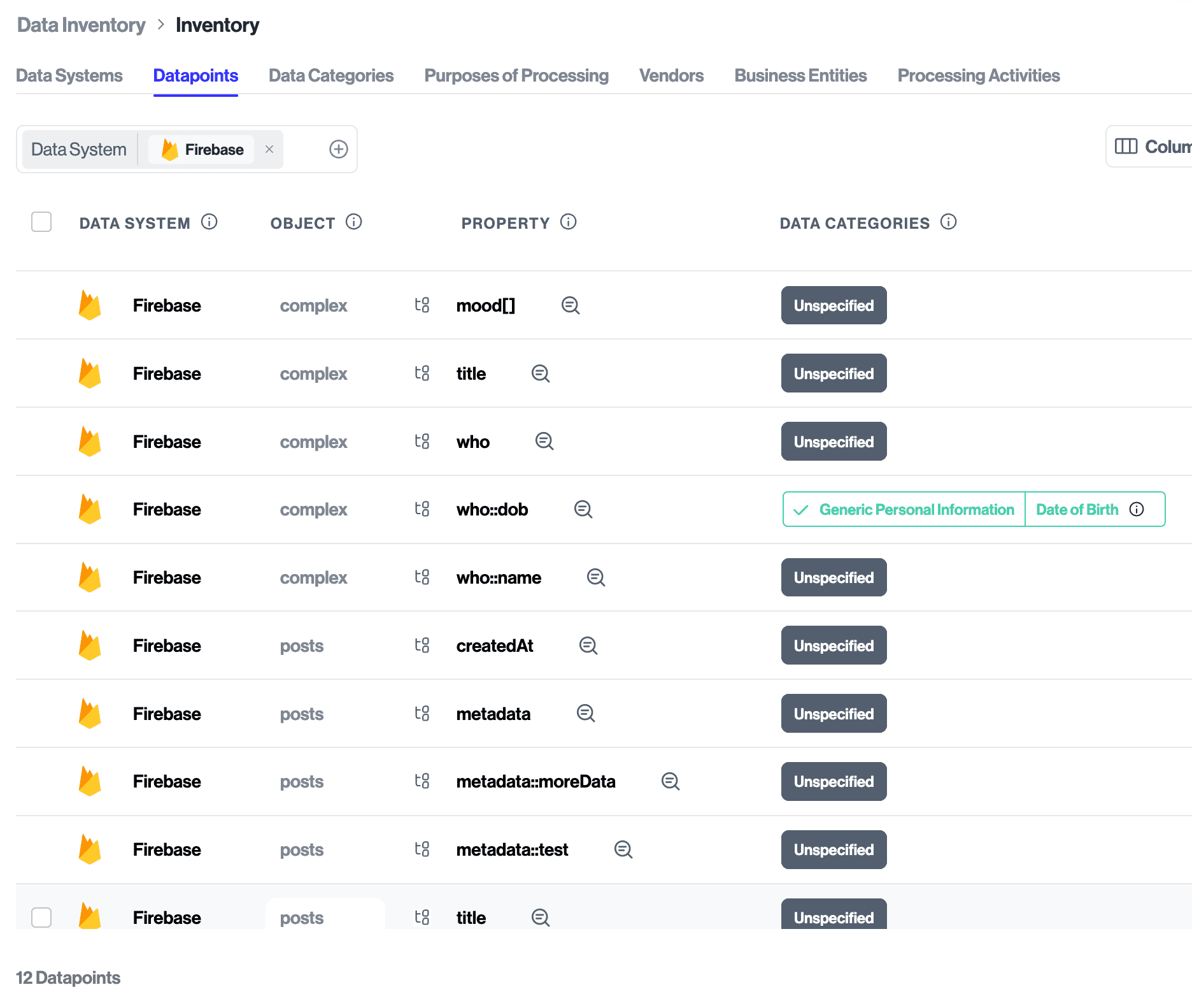 Firebase Datapoint Schema Discovery