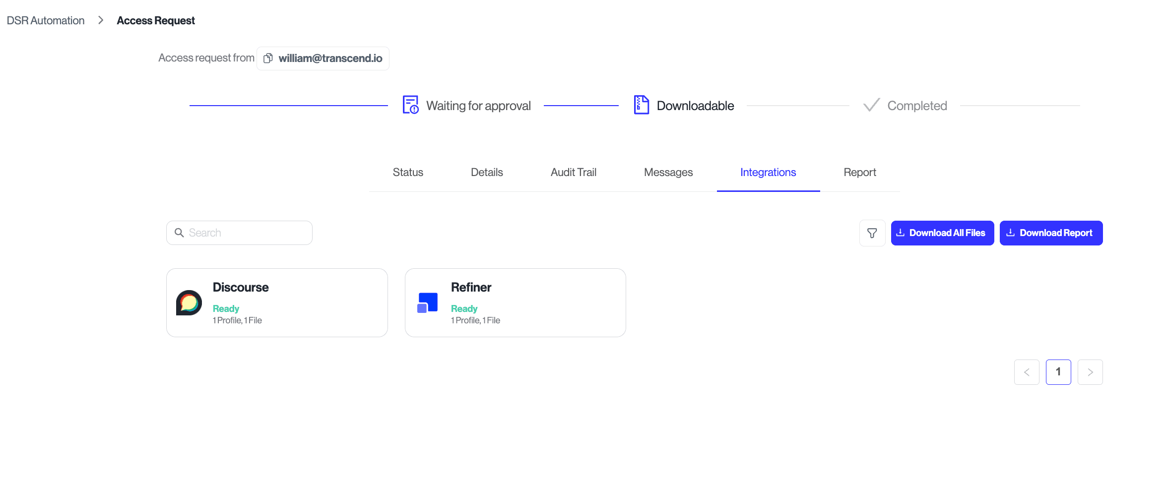 Download All Files button and Download Report button