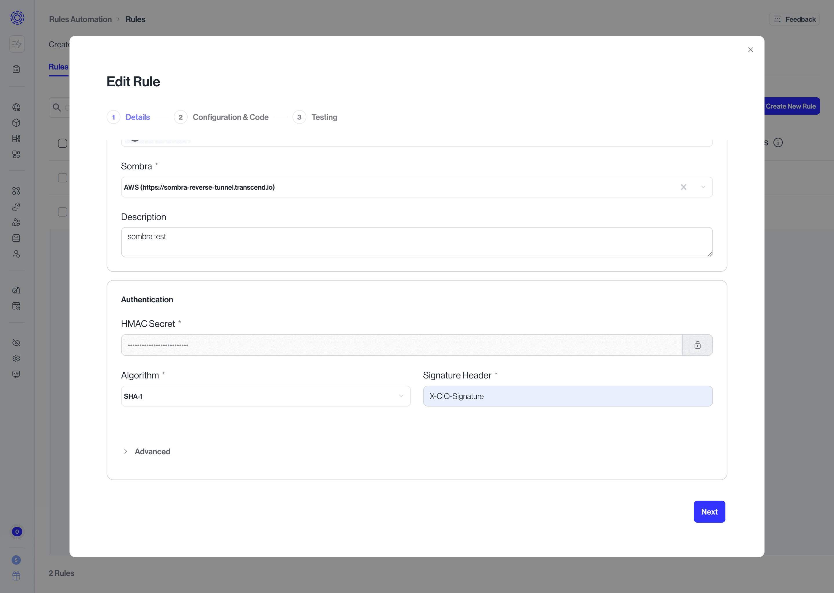 Authentication setup.
