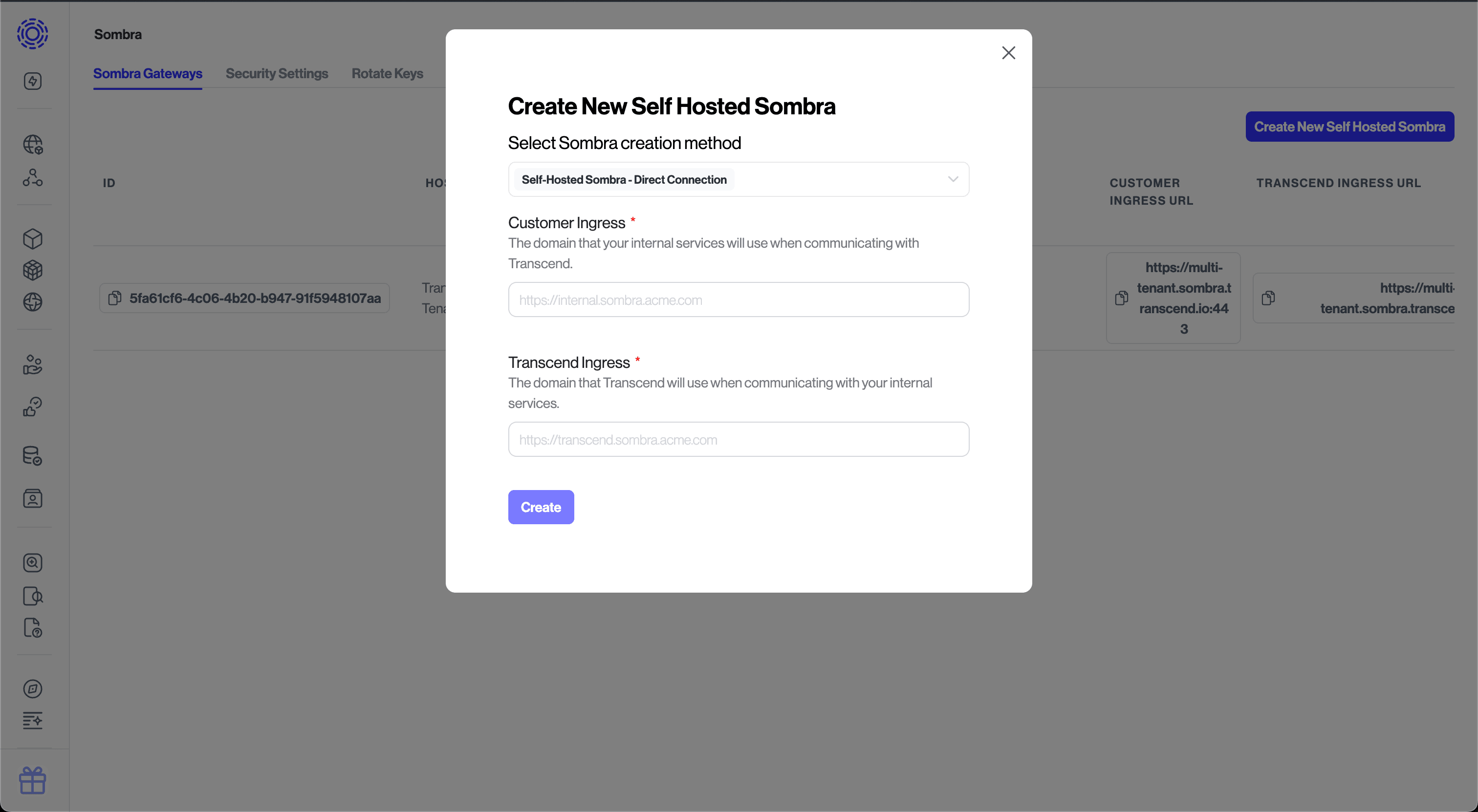 Creating a Self Hosted Sombra using Direct Connections
