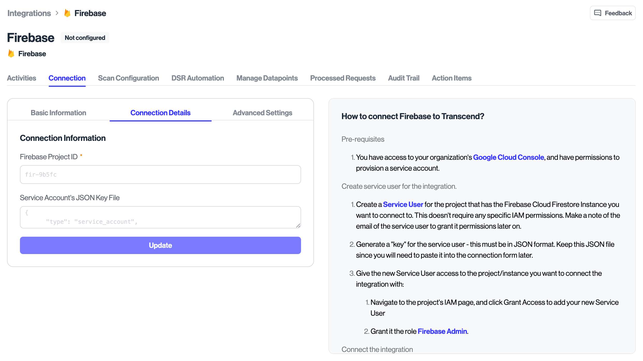 Connect the Firebase integration