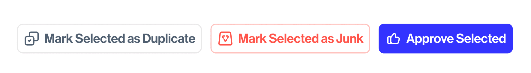 Options to approve or mark systems as junk.