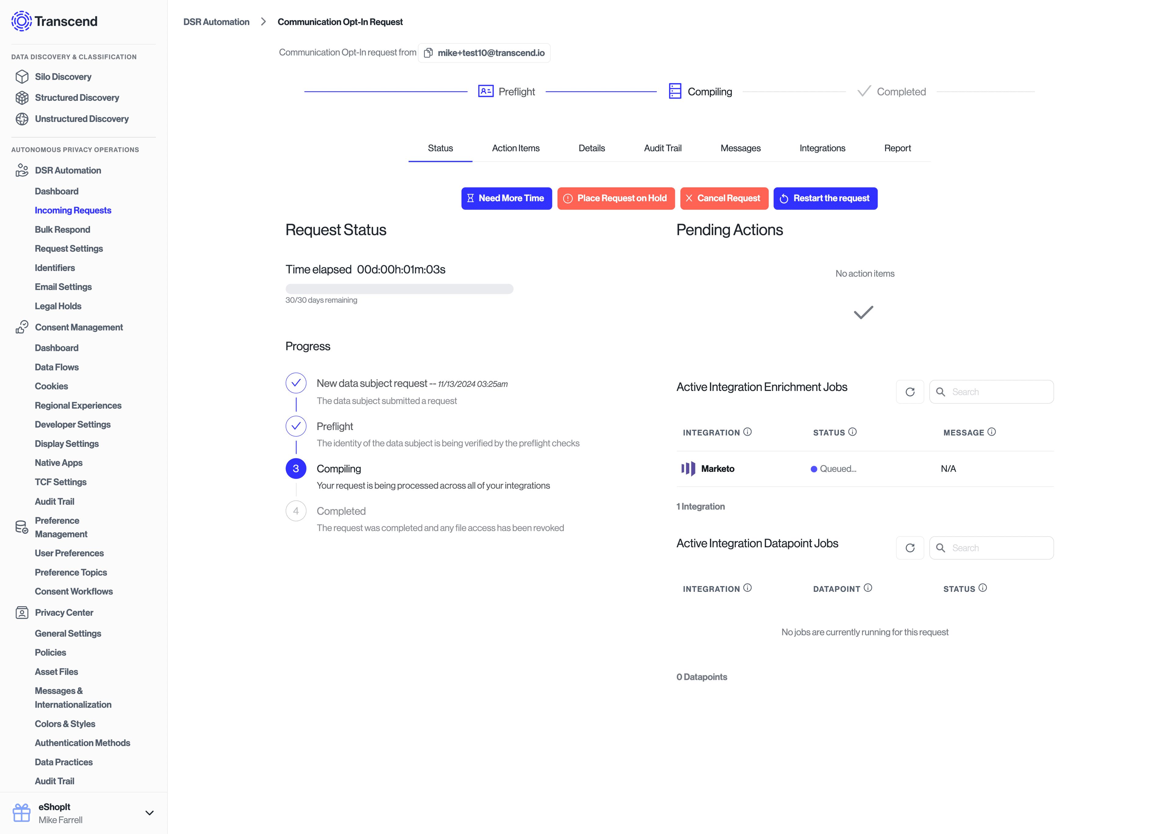 Preference Management DSR compiling after double opt-in confirmation