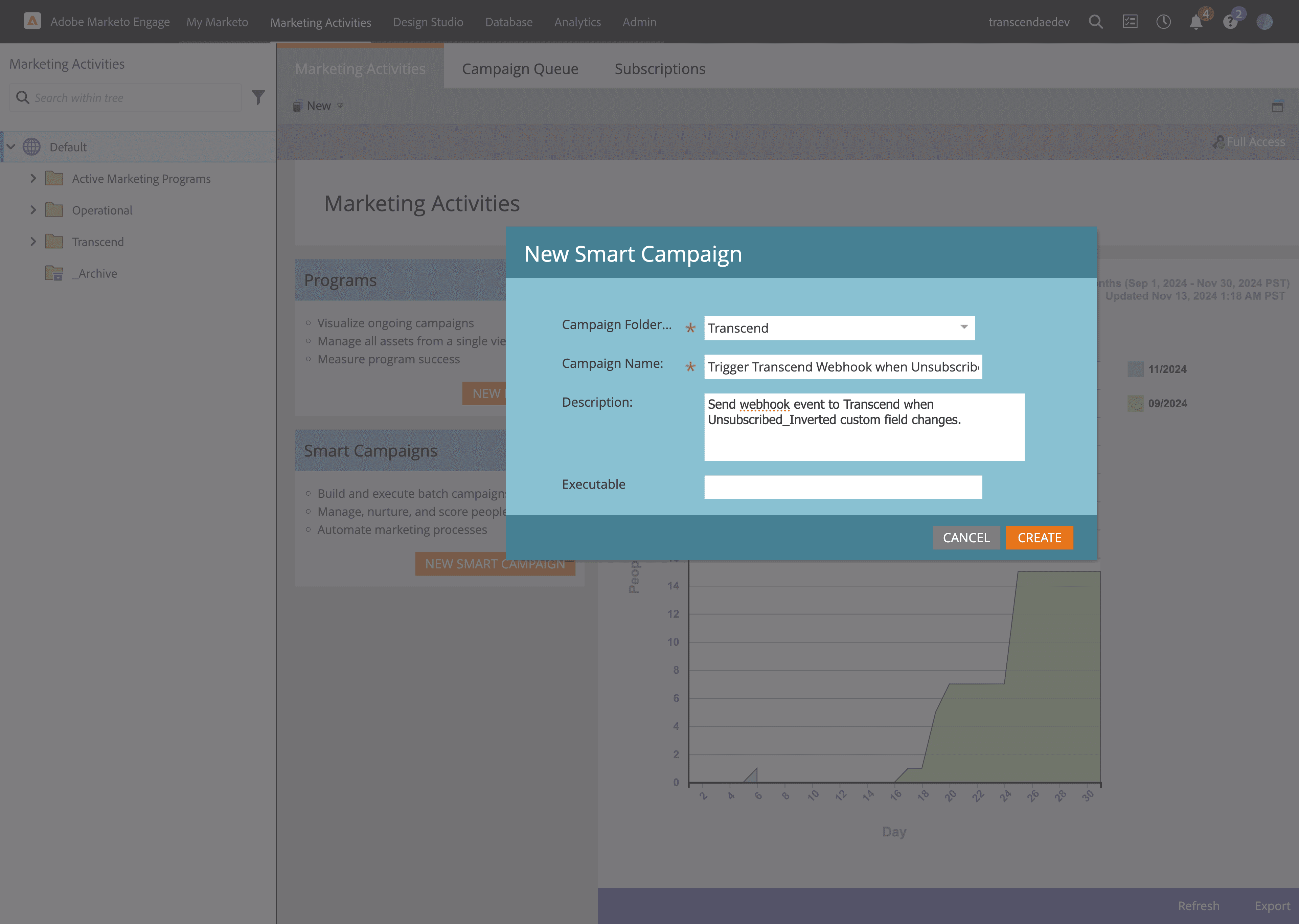 Create new smart campaign to send webhook