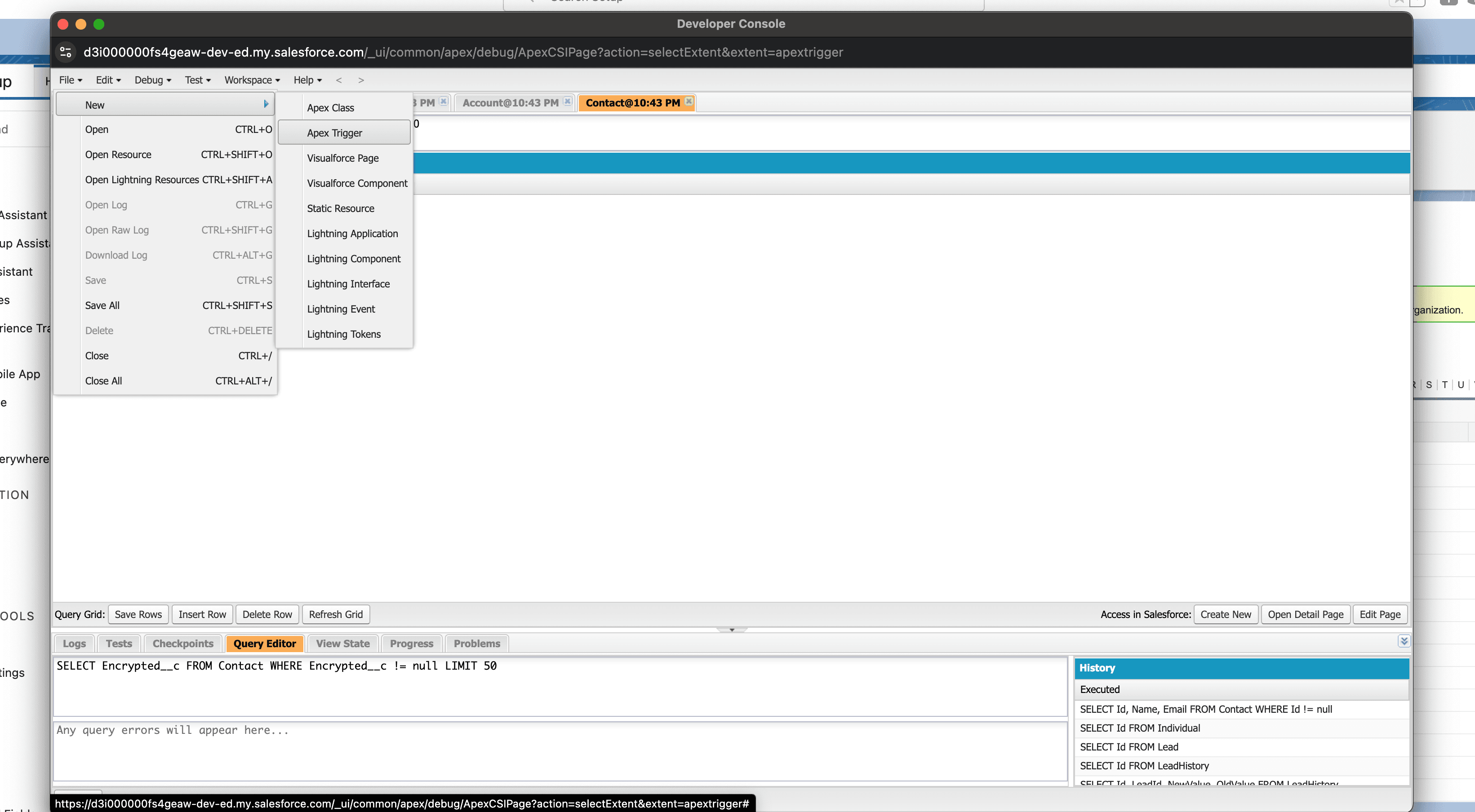 Create new Apex Trigger